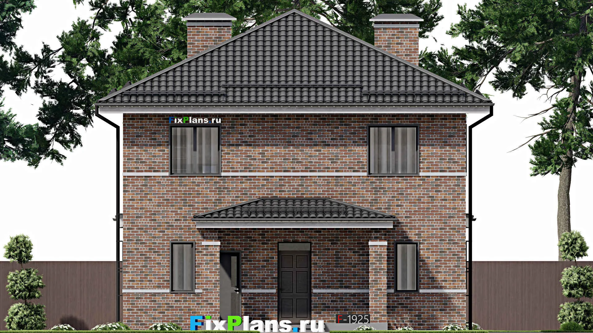 F-4202 - Проект двухэтажного дома 11 на 11, площадью 200 м² с террасой и 5 спальнями