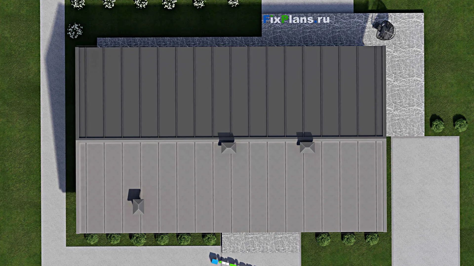 F-10862 - Проект одноэтажного дома 14 на 21, площадью 200 м² с террасой и 3 спальнями