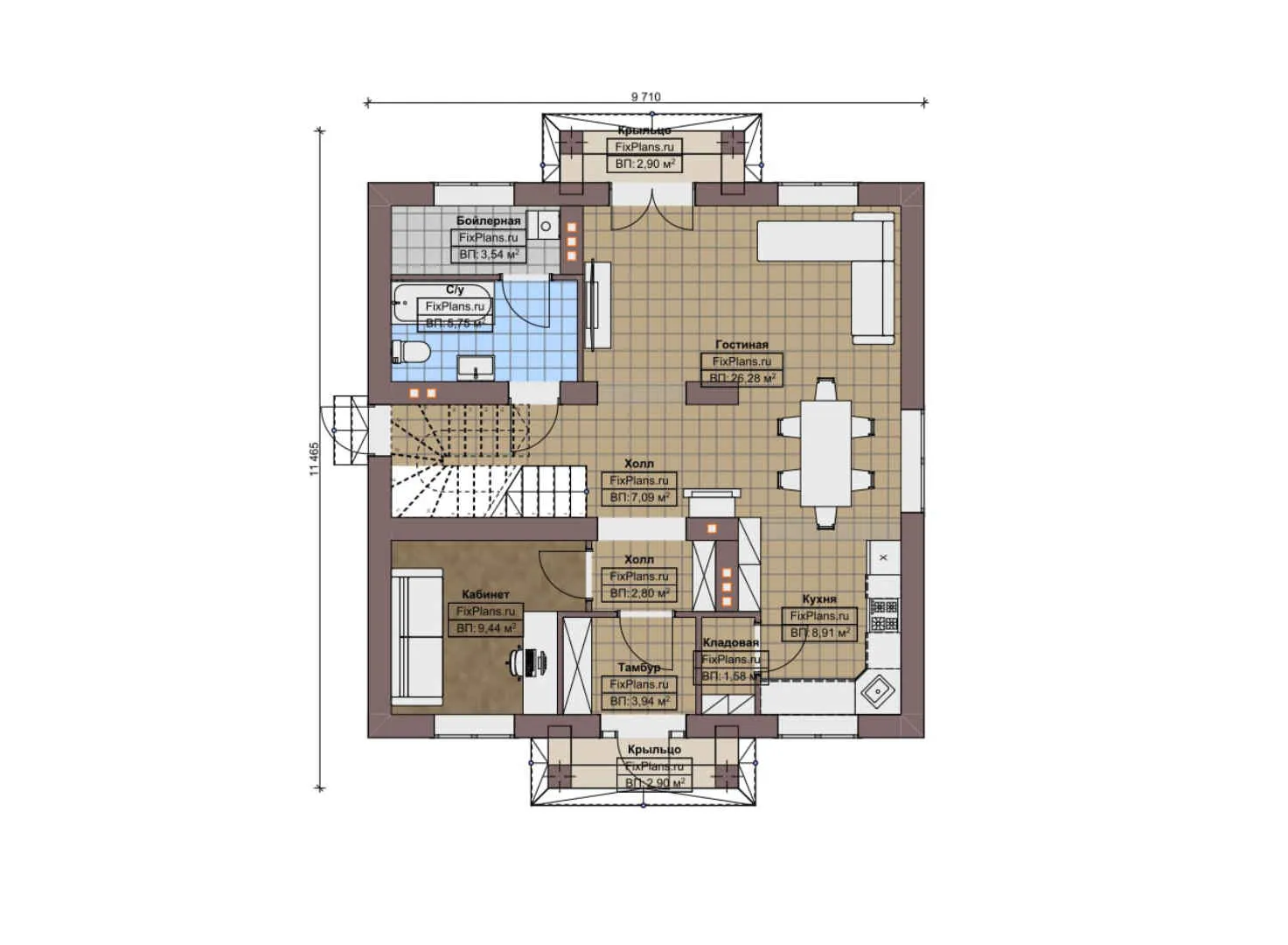 F-7847 - Планы двухэтажного дома 10 на 12, площадью 150 м² с 4 спальнями