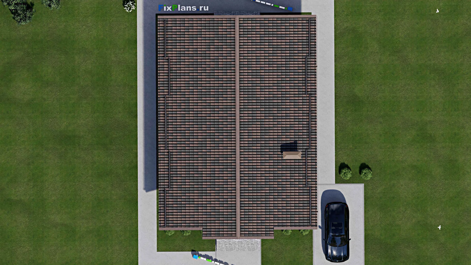 F-6128 - Проект одноэтажного дома 11 на 13, площадью 150 м² с террасой и 3 спальнями