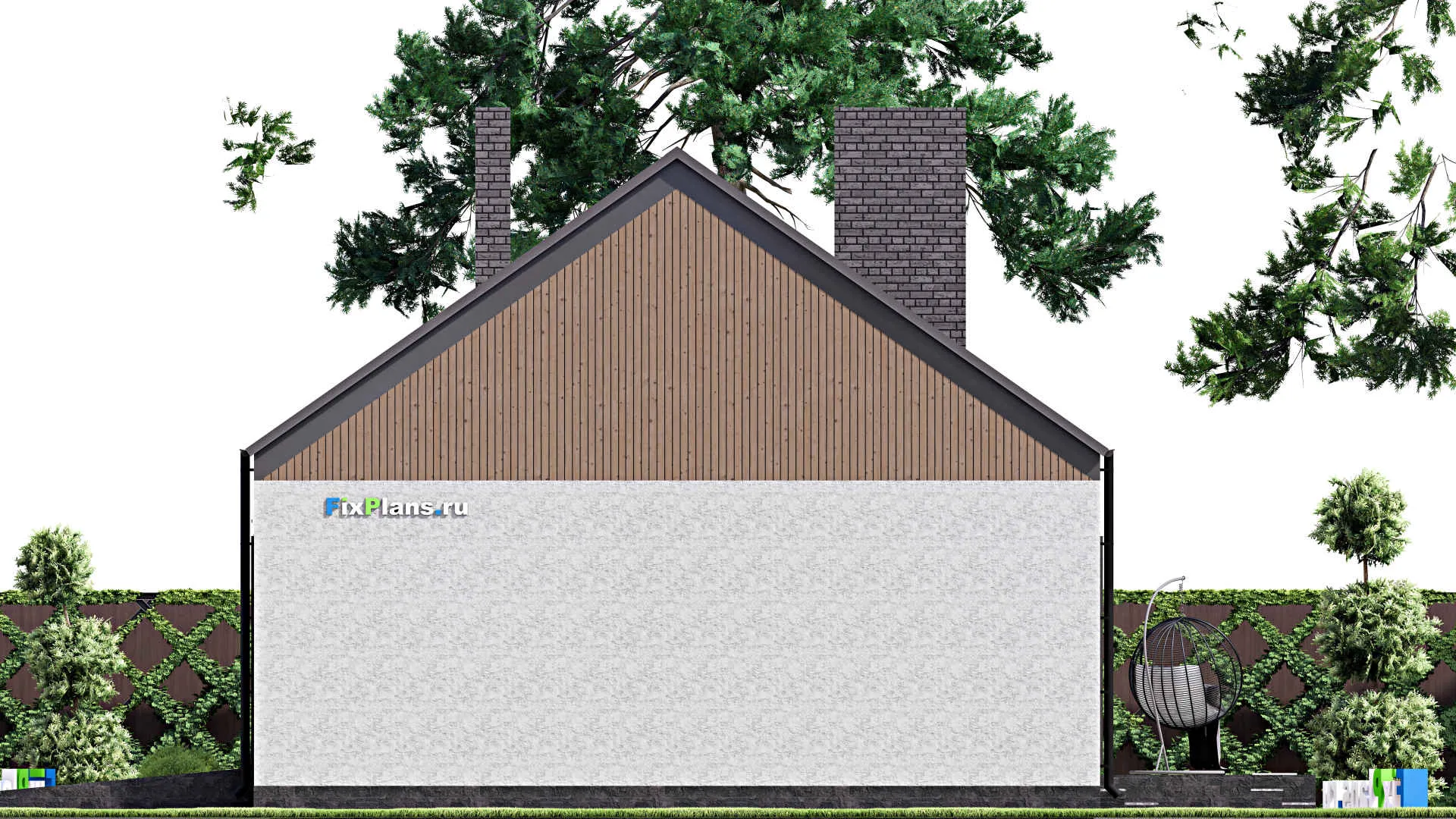 F-16091 - Проект одноэтажного дома 12 на 20, площадью 180 м² с террасой, гаражом на 1 машину и 3 спальнями