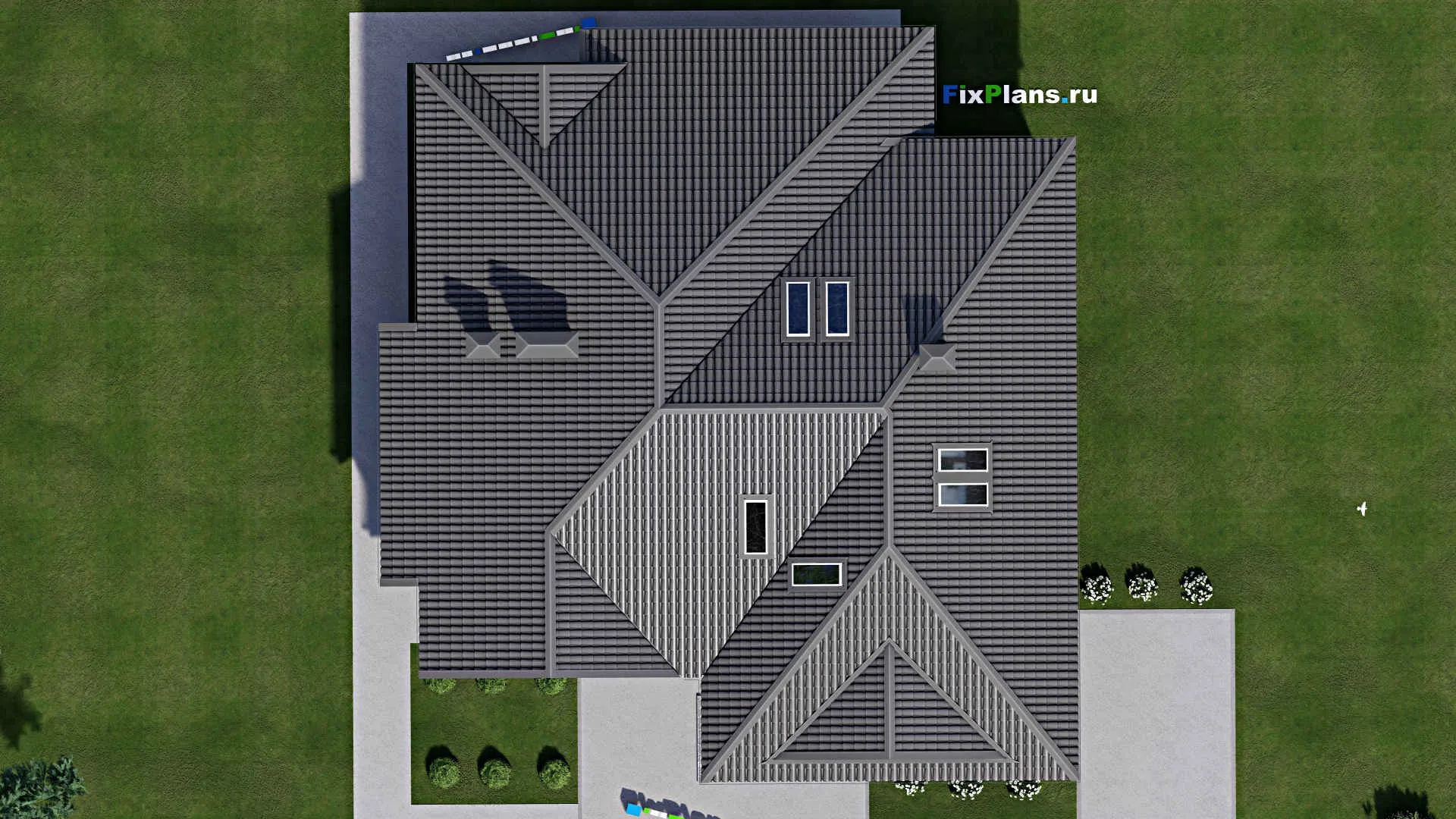 F-10223 - Проект дома с мансардой 18 на 18, площадью 340 м² с террасой, цокольным этажом и 3 спальнями