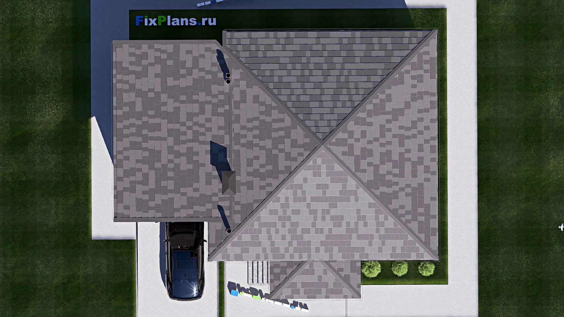 F-17702 - Проект двухэтажного дома 12 на 15, площадью 220 м² с гаражом на 1 машину и 5 спальнями