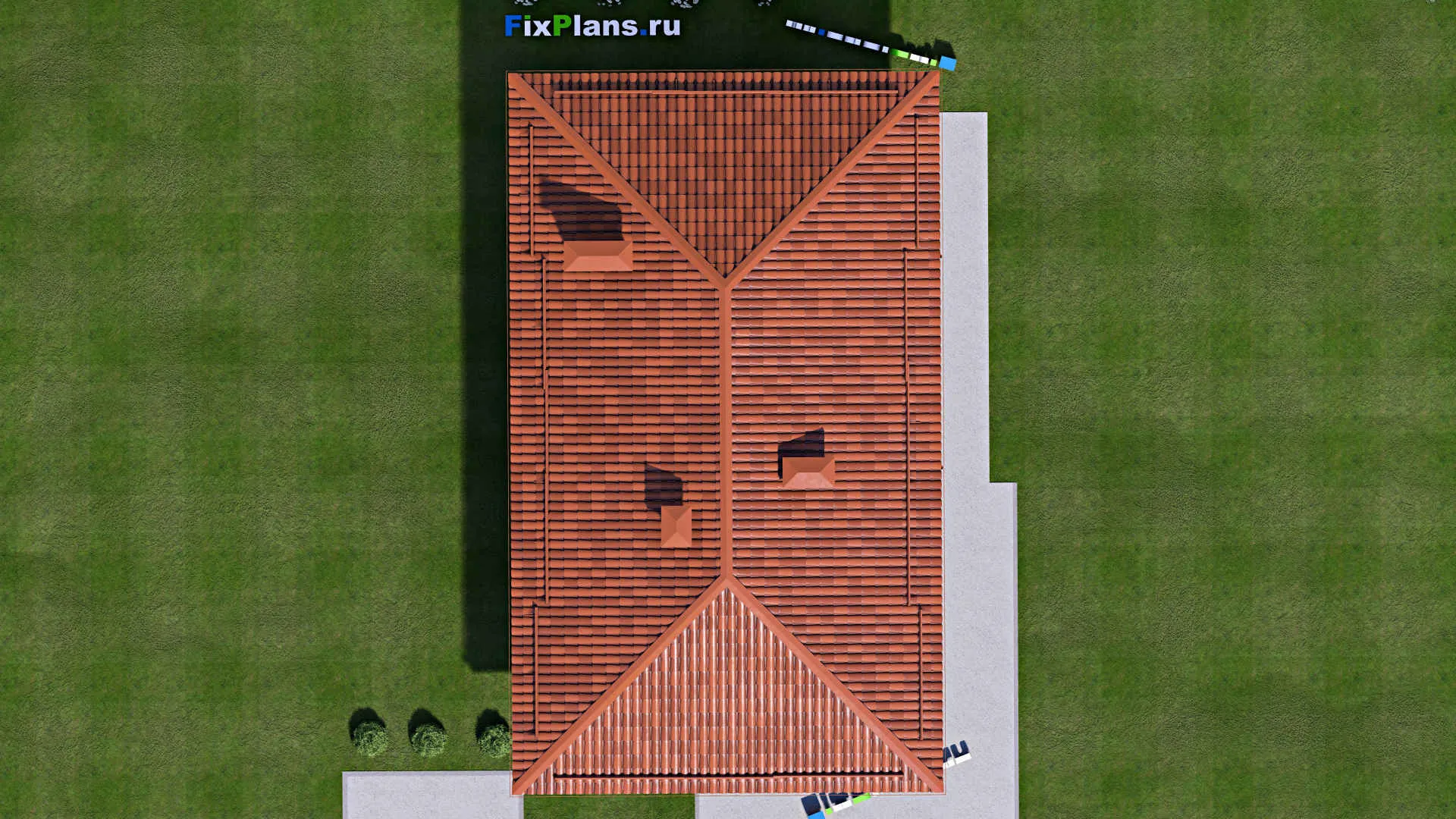 F-15074 - Проект бани 8 на 15, площадью 100 м² с терассой, 2 санузлами и спальней