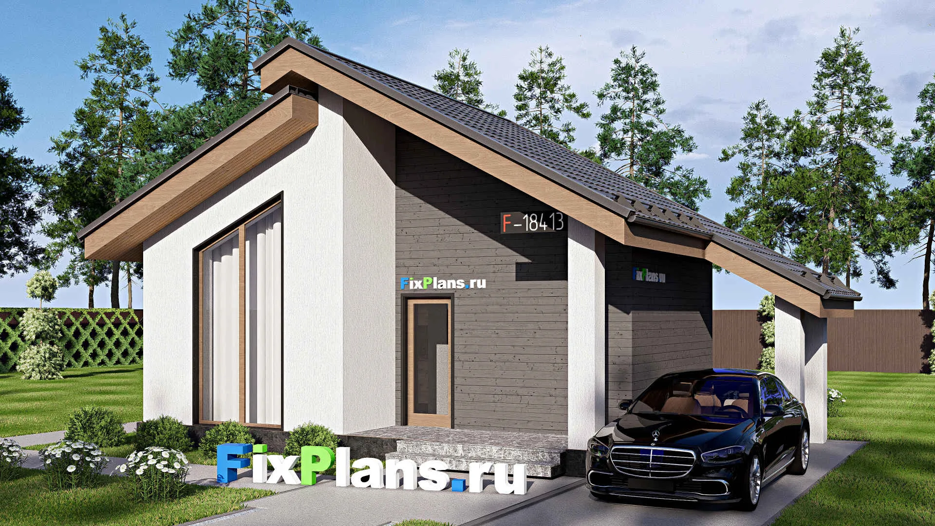 F-18413 - Проект одноэтажного дома 6 на 10, площадью 40 м² с 1 спальнями