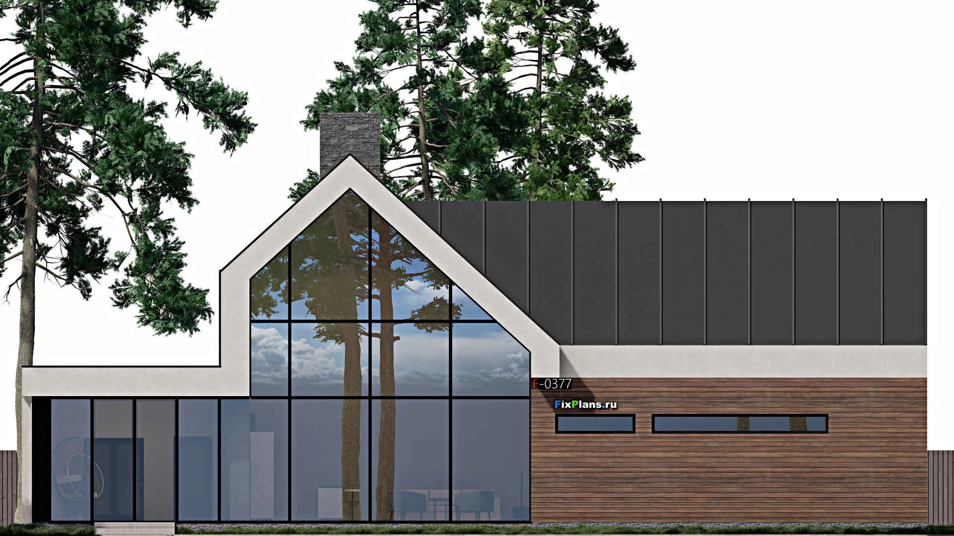 F-0377 - Проект одноэтажного дома 13 на 23, площадью 180 м² с террасой и 2 спальнями