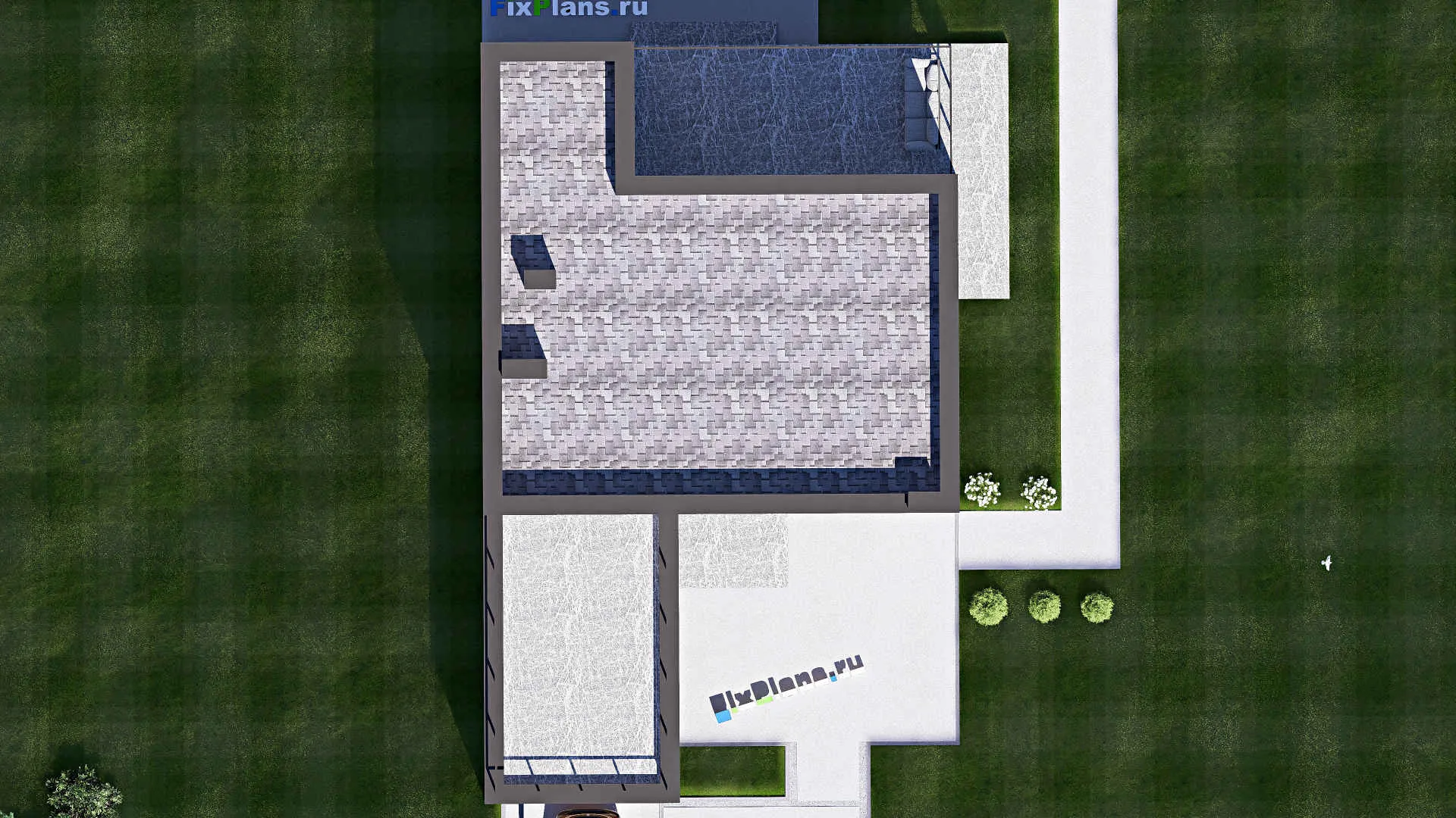 F-17567 - Проект двухэтажного дома 14 на 20, площадью 310 м² с террасой, балконом, гаражом на 1 машину и 2 спальнями
