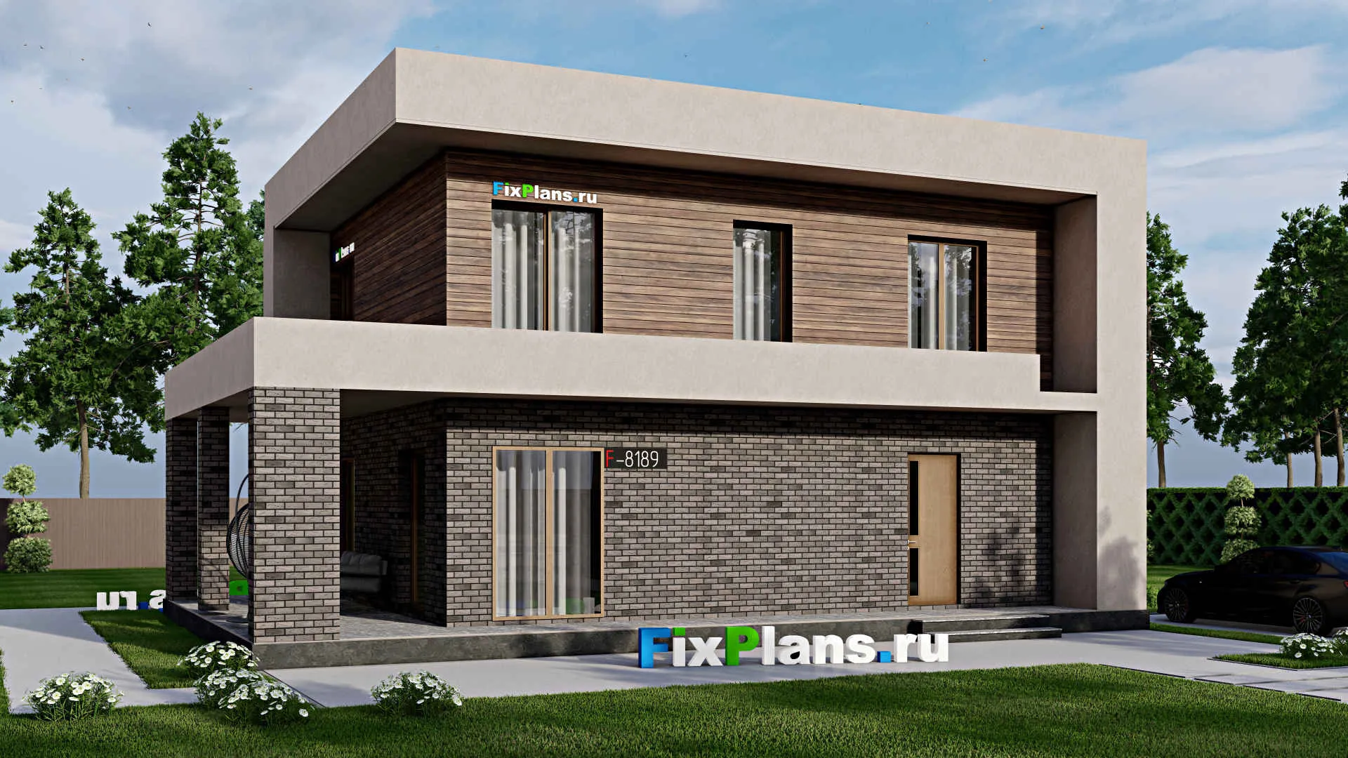 F-8189 - Проект двухэтажного дома 10 на 14, площадью 230 м² с террасой, балконом и 2 спальнями