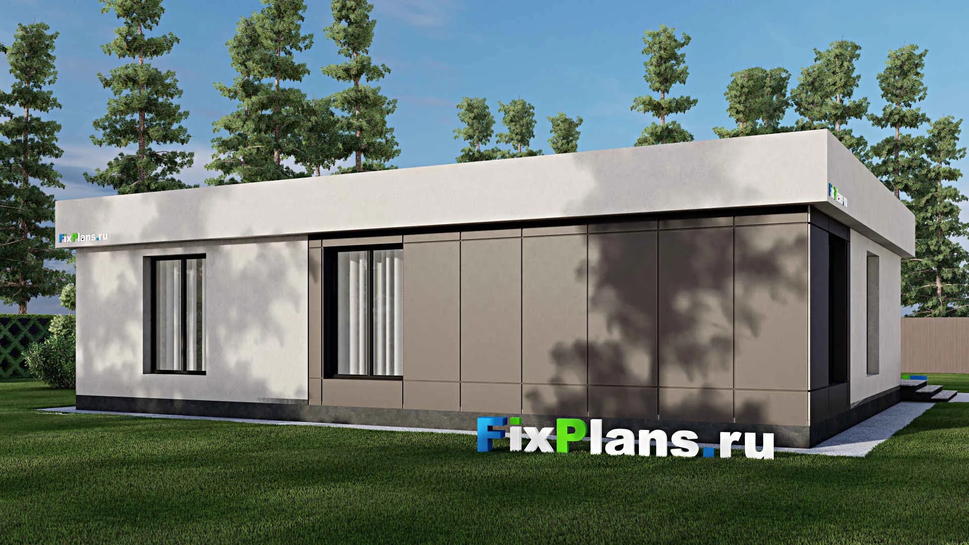 F-2186 - Проект одноэтажного дома 15 на 16, площадью 200 м² с 3 спальнями