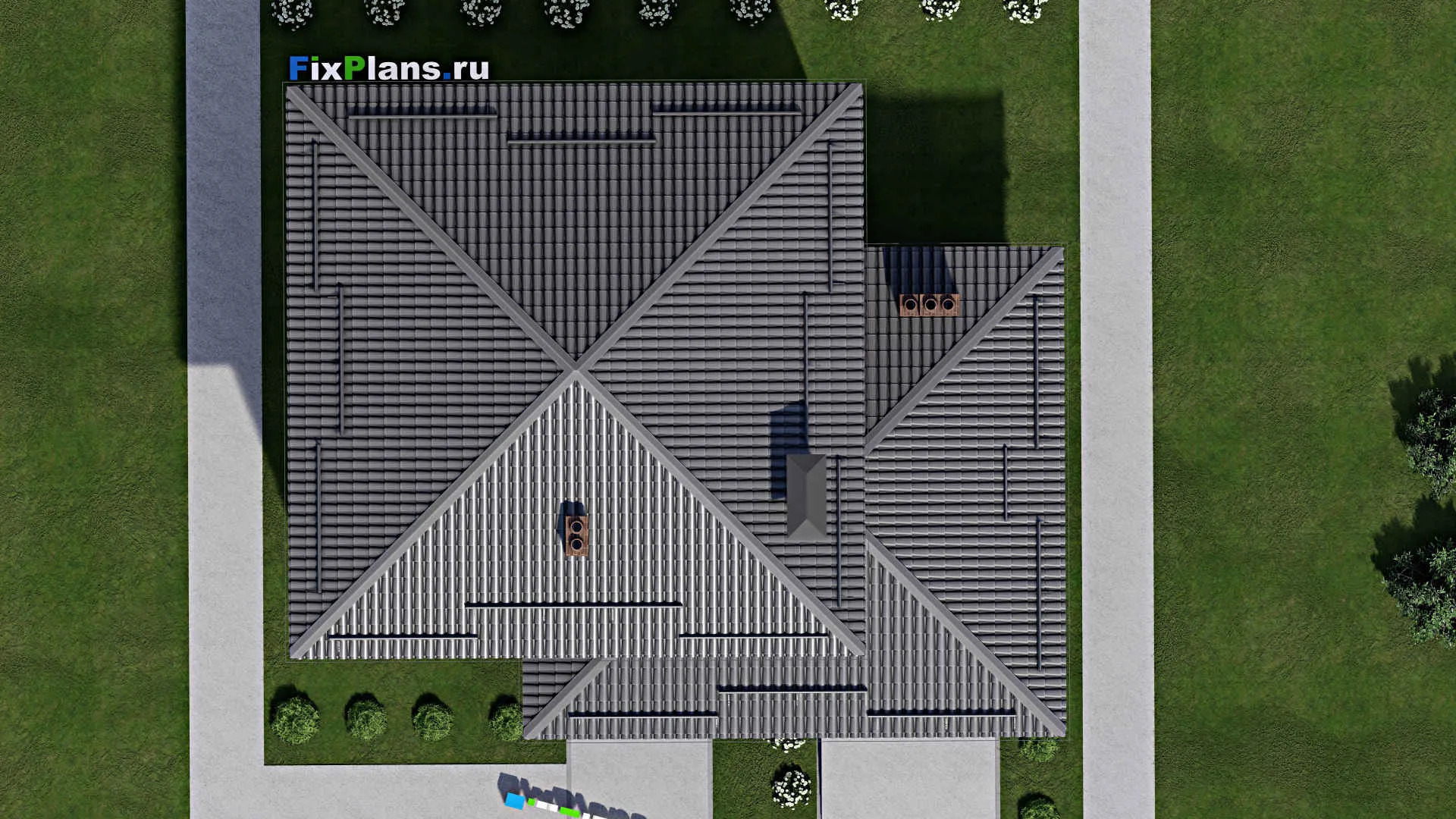 F-3077 - Проект двухэтажного дома 12 на 15, площадью 180 м² с гаражом на 1 машину и 4 спальнями