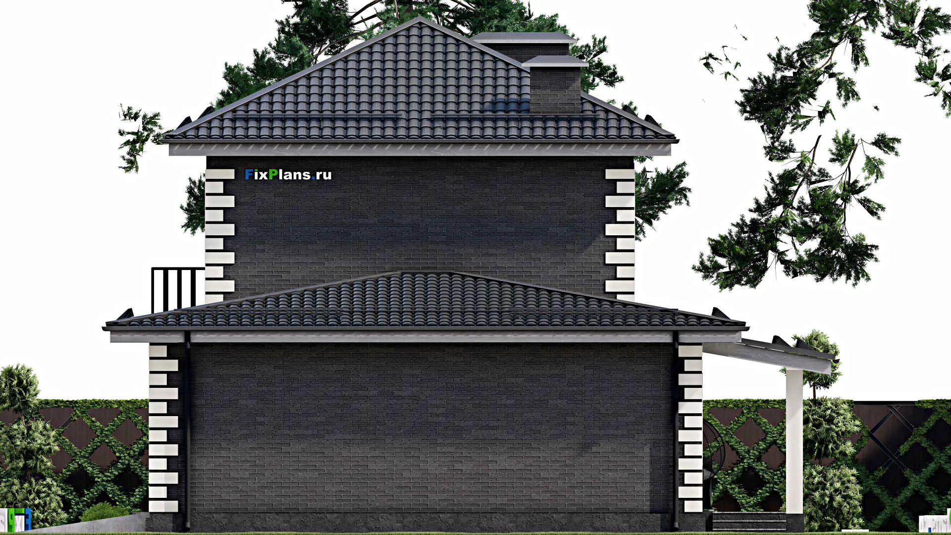 F-4508 - Проект двухэтажного дома 10 на 16, площадью 210 м² с террасой, балконом, гаражом на 2 машины и 3 спальнями