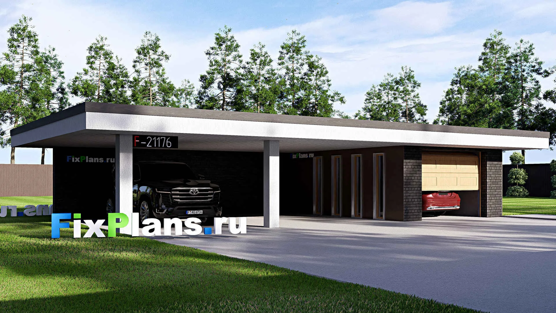 F-21176 - Проект гаража 7 на 14, площадью 80 м² на 1 машиноместо