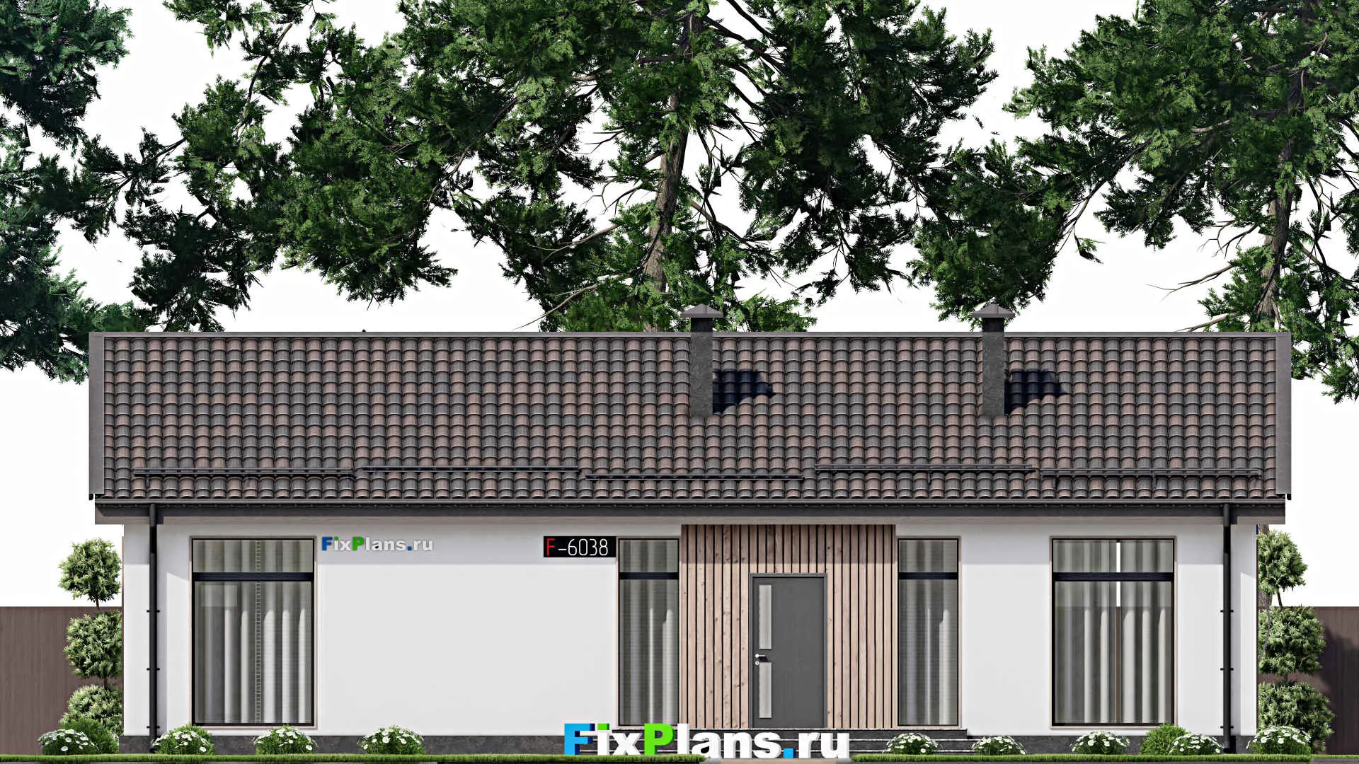 F-6038 - Проект одноэтажного дома 9 на 16, площадью 140 м² с террасой и 3 спальнями