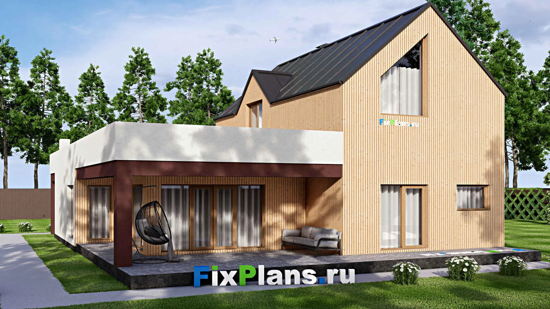 F-16316 - Проект дома с мансардой 15 на 20, площадью 410 м² с 3 спальнями