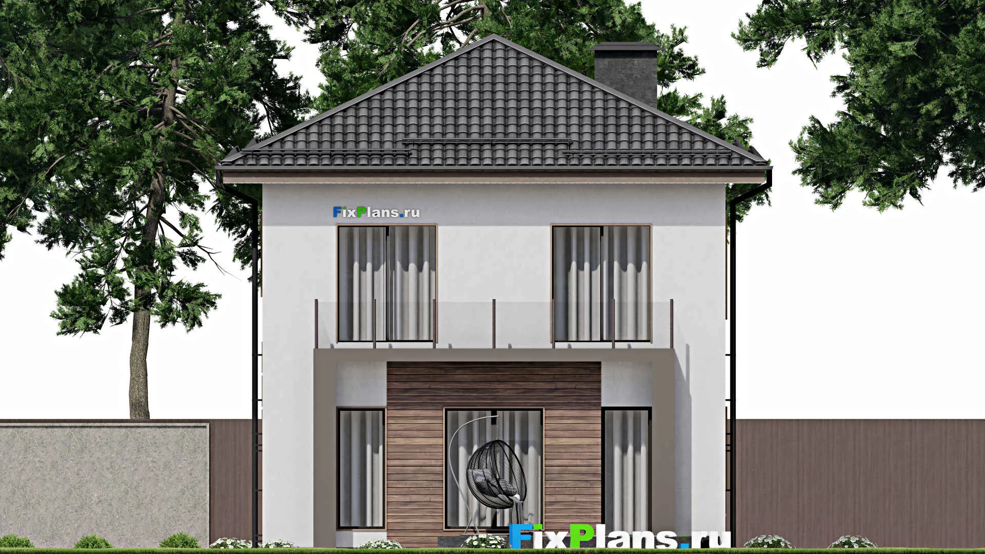 F-7253 - Планы двухэтажного дома 9 на 13, площадью 140 м² с террасой, балконом и 4 спальнями