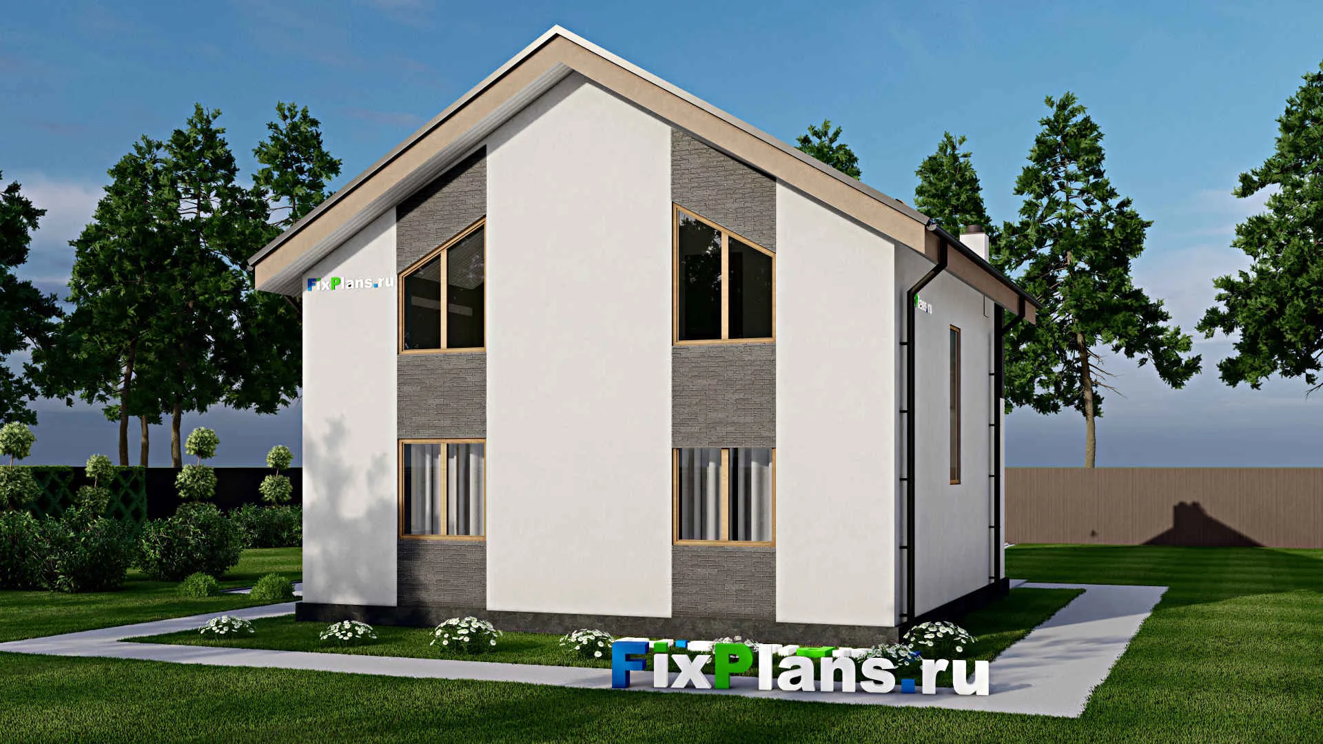 F-4022 - Проект дома с мансардой 10 на 10, площадью 130 м² с балконом и 4 спальнями