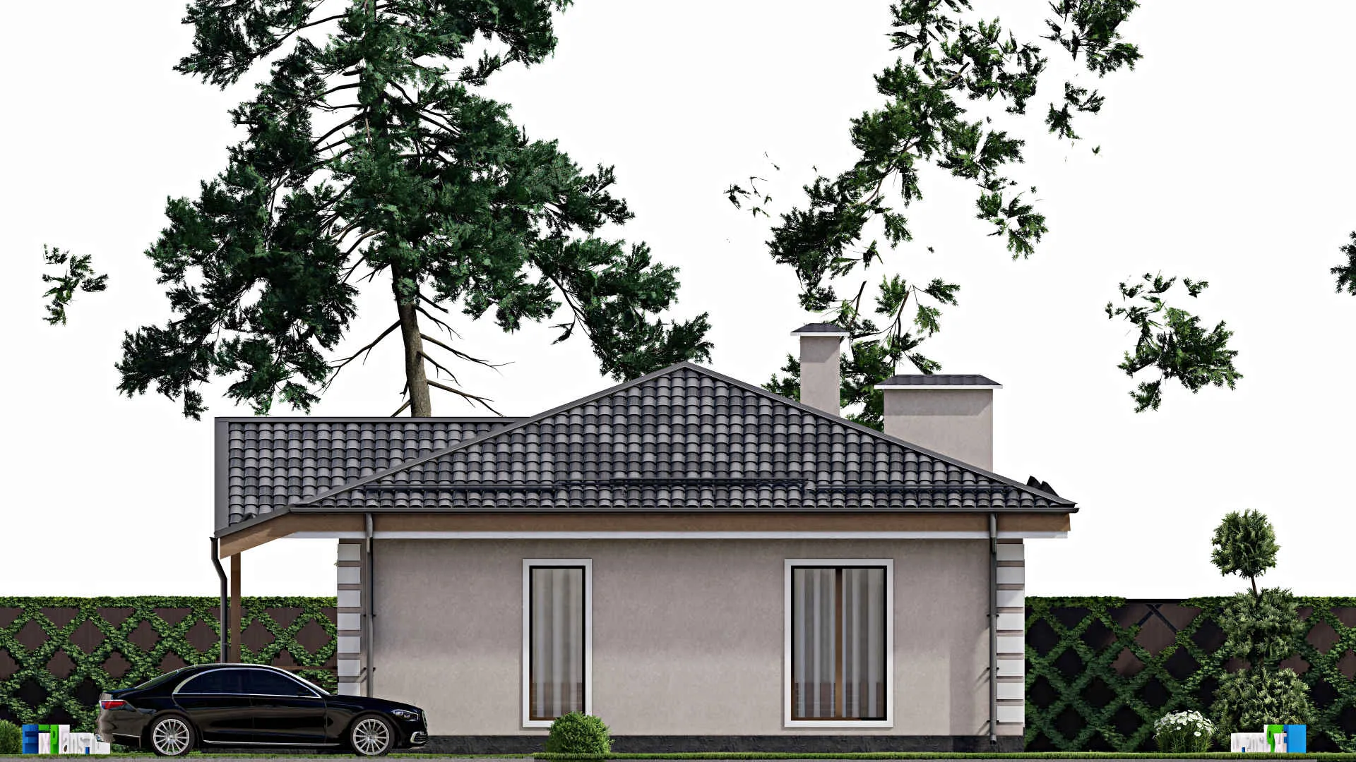 F-10367 - Проект одноэтажного дома 12 на 13, площадью 110 м² с 2 спальнями