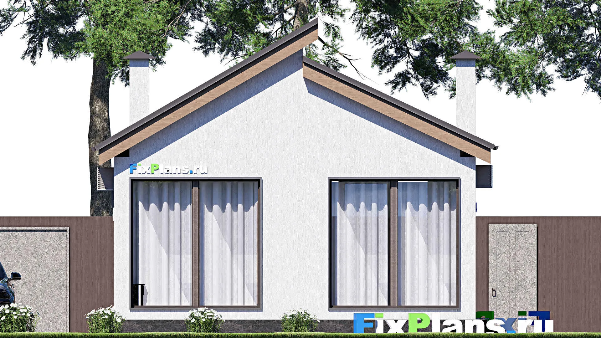 F-17972 - Проект бани 8 на 8, площадью 50 м² с терассой, санузлом и спальней