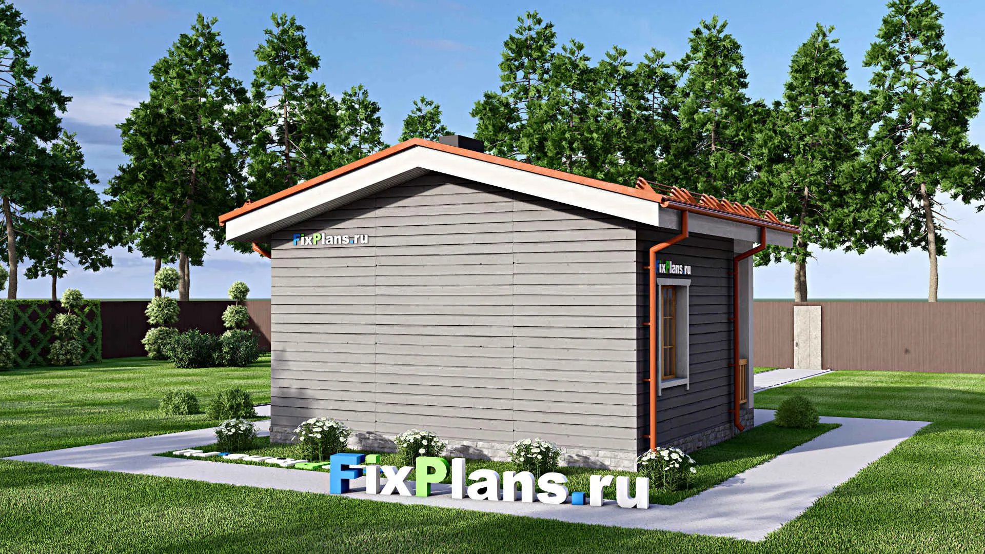 F-15542 - Проект бани 7 на 7, площадью 40 м² с комнатой отдыха