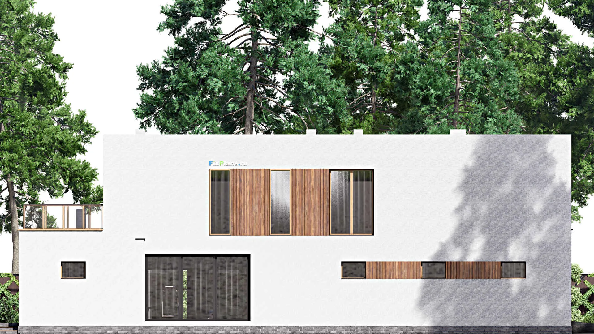 F-16028 - Проект двухэтажного дома 25 на 26, площадью 850 м² с террасой, балконом, гаражом на 2 машины и 5 спальнями