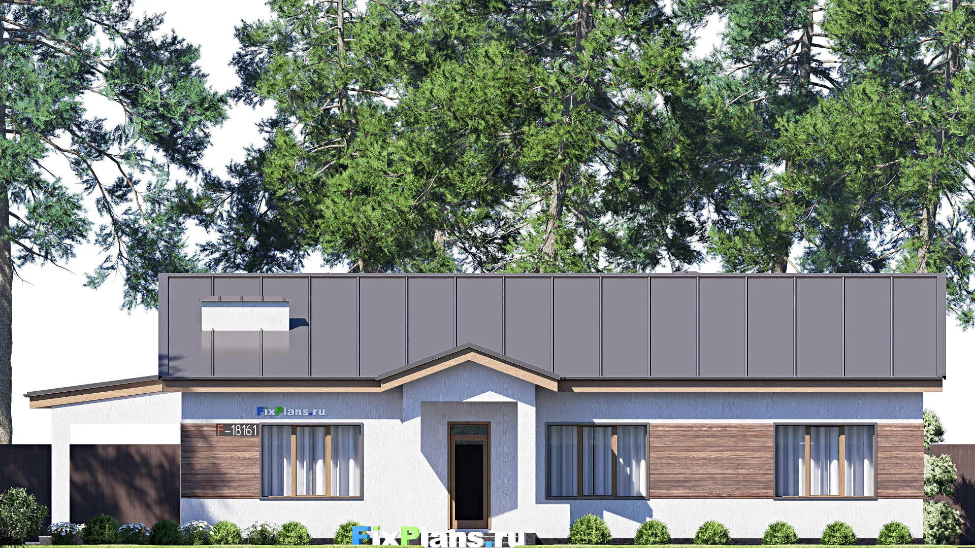 F-18161 - Проект одноэтажного дома 17 на 20, площадью 220 м² с террасой и 3 спальнями