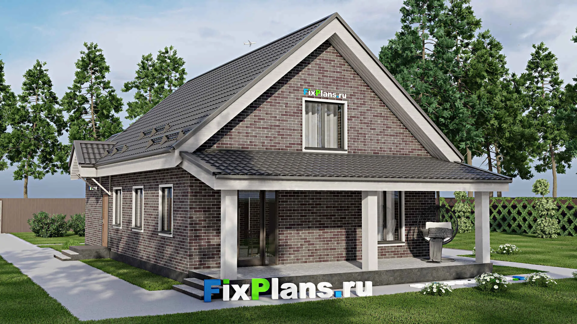 F-2735 - Проект дома с мансардой 9 на 14, площадью 160 м² с террасой и 4 спальнями