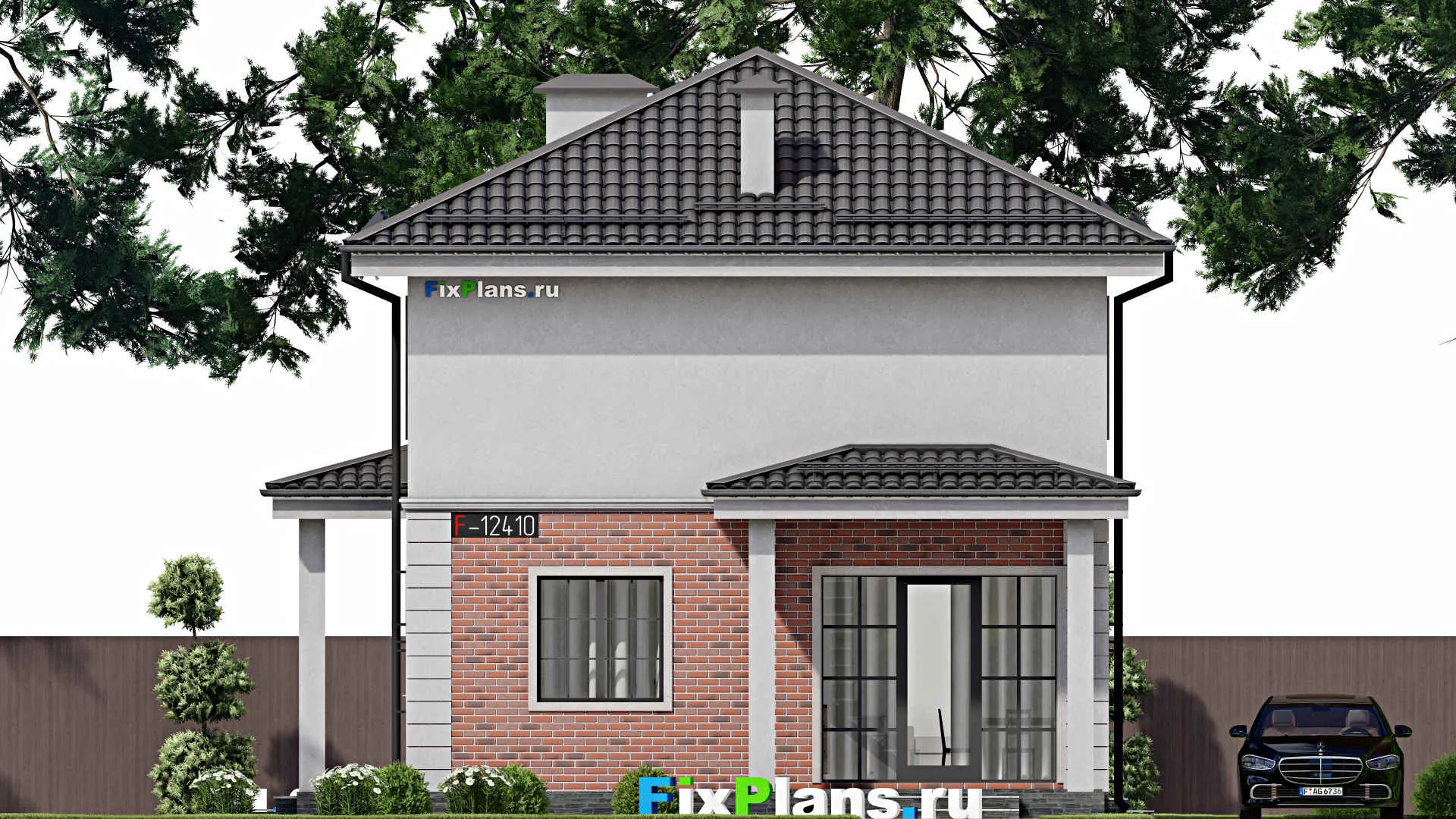 F-12410 - Проект двухэтажного дома 10 на 10, площадью 100 м² с 3 спальнями