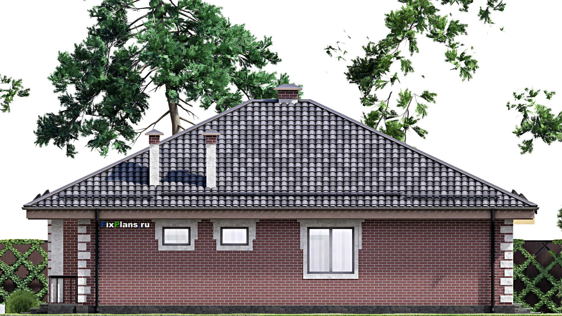 F-13022 - Проект одноэтажного дома 14 на 15, площадью 160 м² с террасой и 3 спальнями