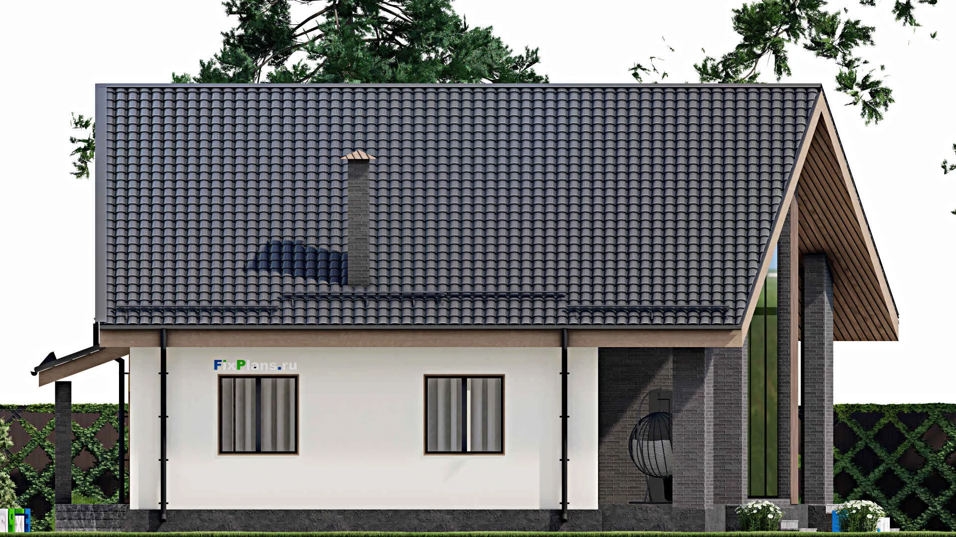 F-4814 - Проект дома с мансардой 13 на 21, площадью 210 м² с террасой и 4 спальнями