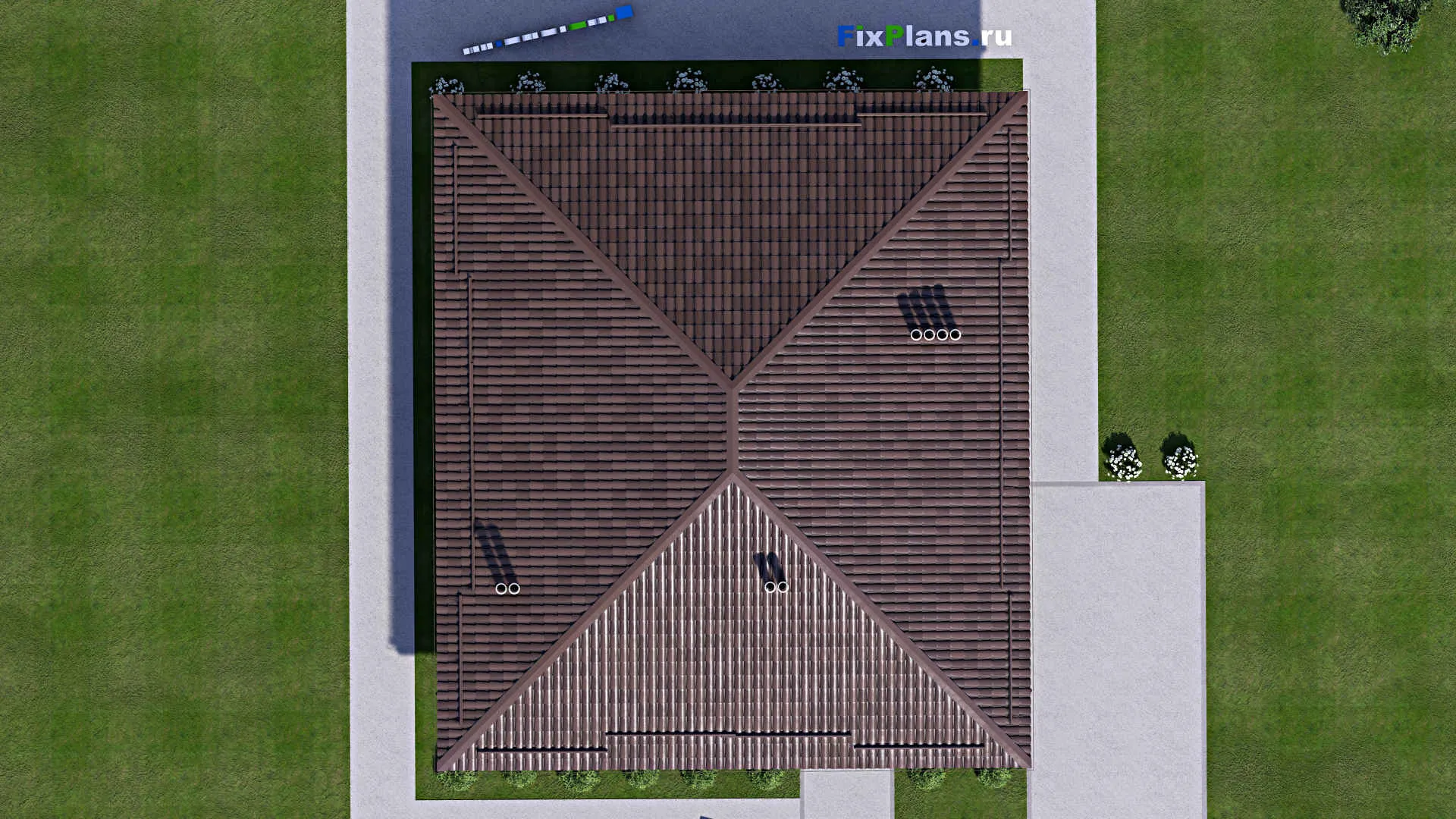 F-14012 - Проект одноэтажного дома 13 на 15, площадью 130 м² с террасой и 2 спальнями