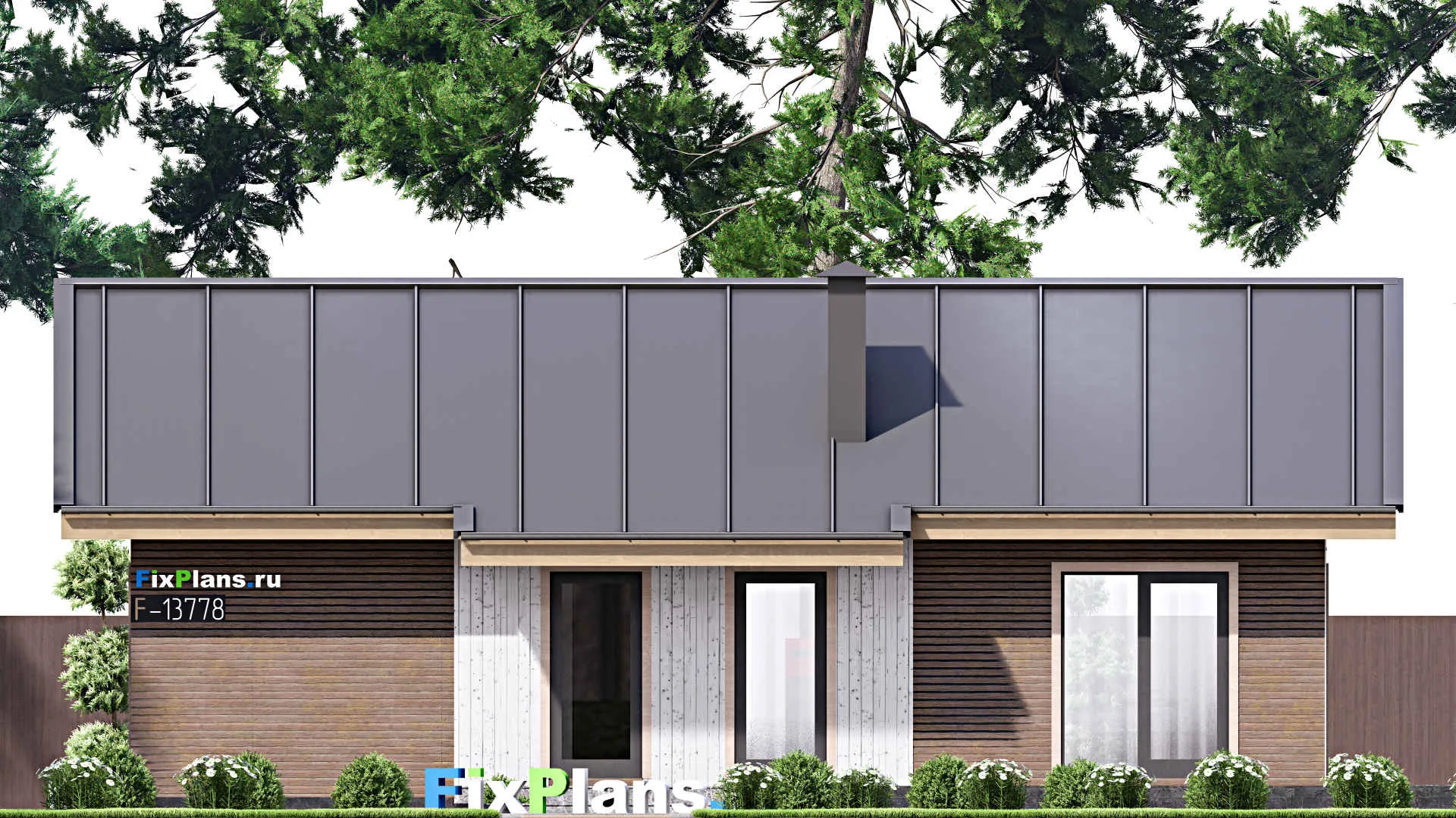 F-13778 - Проект одноэтажного дома 11 на 16, площадью 140 м² с террасой и 2 спальнями