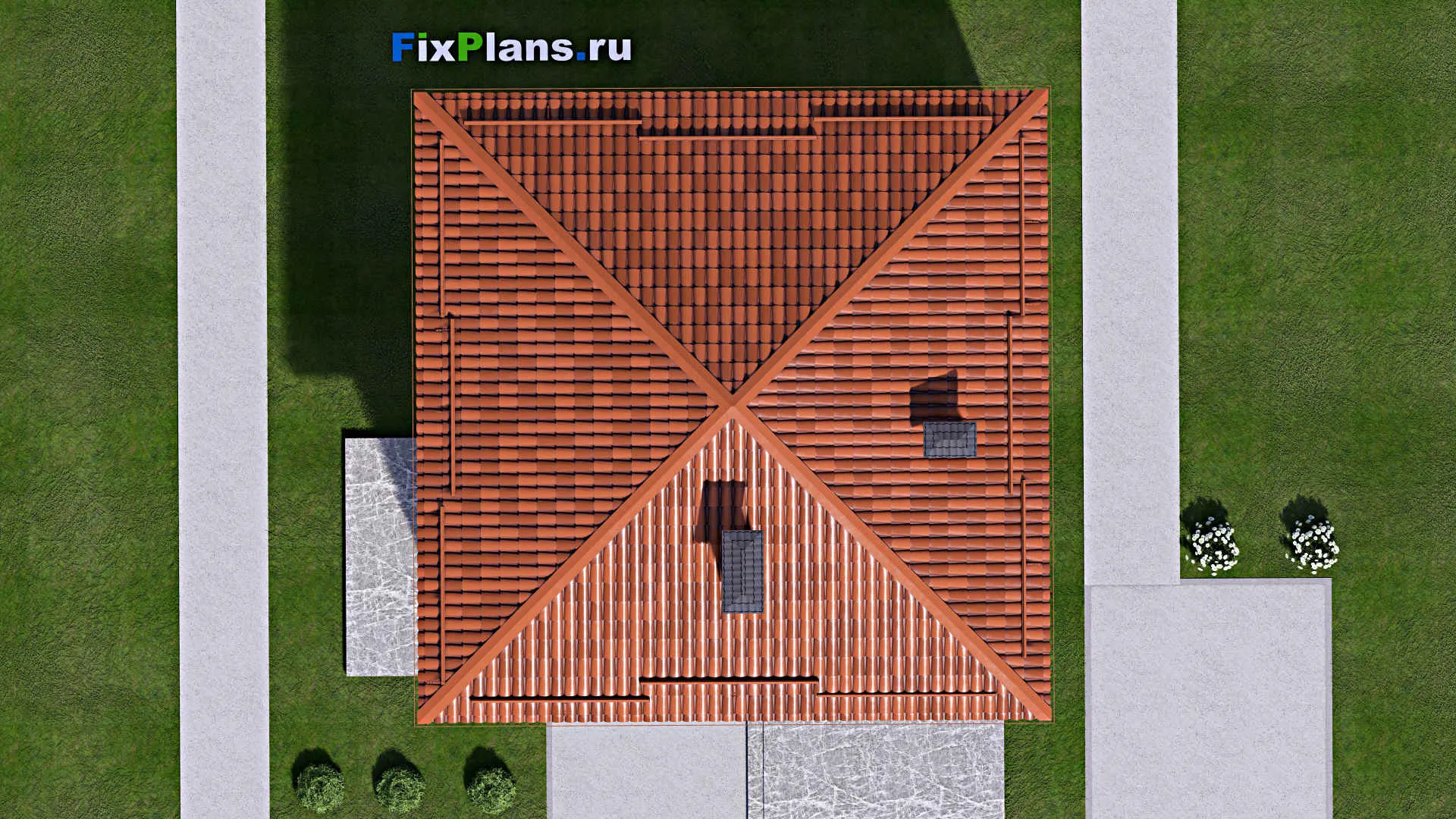 F-13418 - Проект двухэтажного дома 12 на 12, площадью 140 м² с террасой, балконом и 4 спальнями