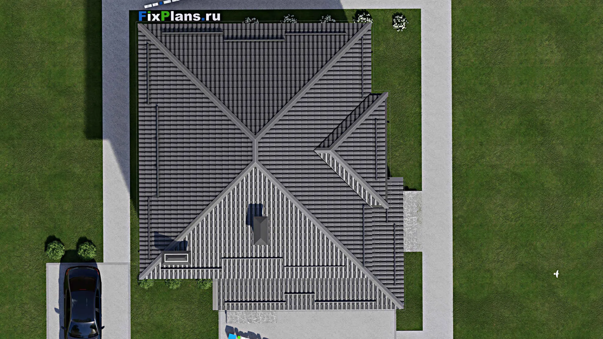 F-4517 - Проект двухэтажного дома 11 на 11, площадью 200 м² с террасой и 4 спальнями