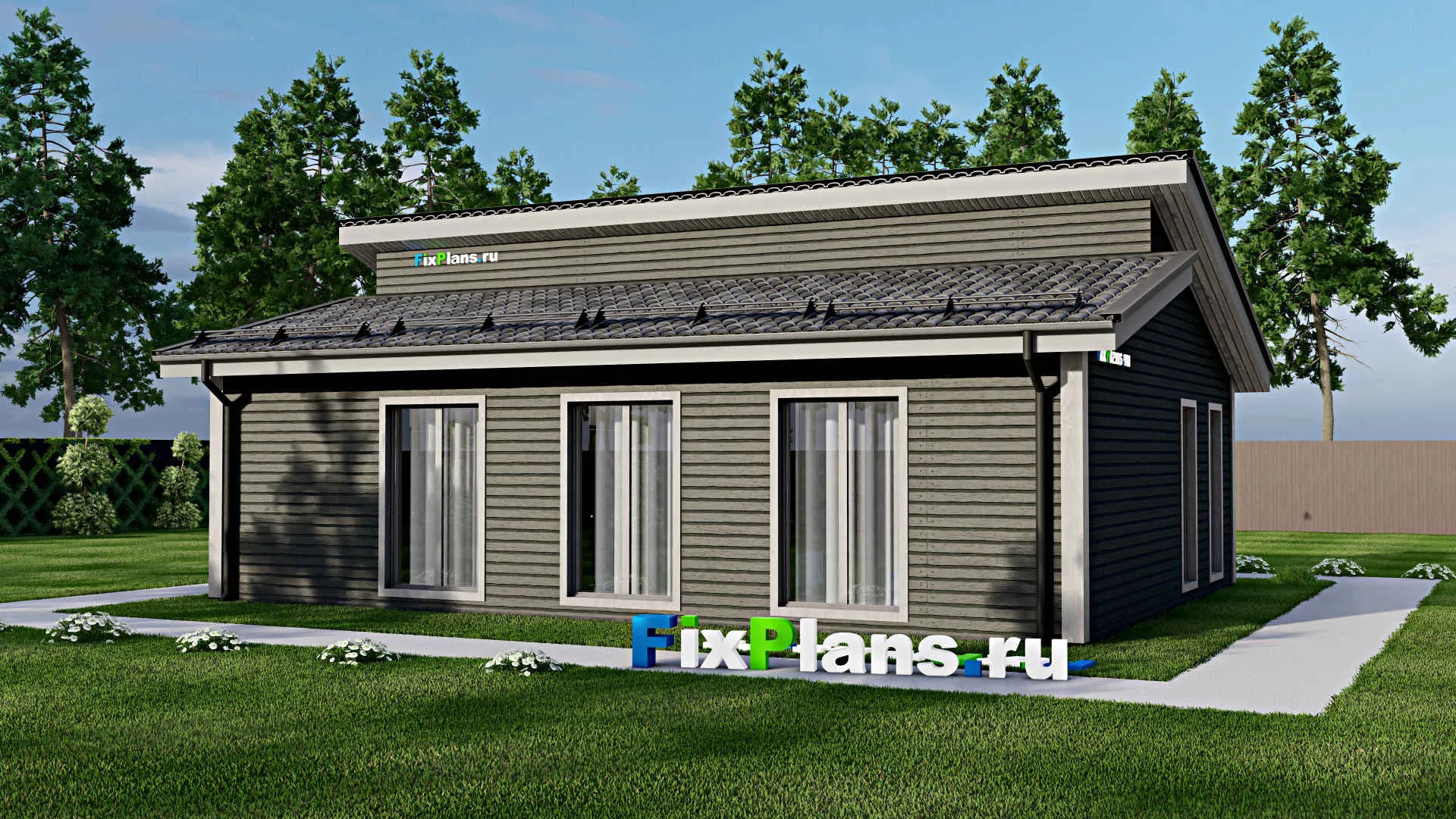 F-7001 - Проект одноэтажного дома 10 на 12, площадью 90 м² с 3 спальнями