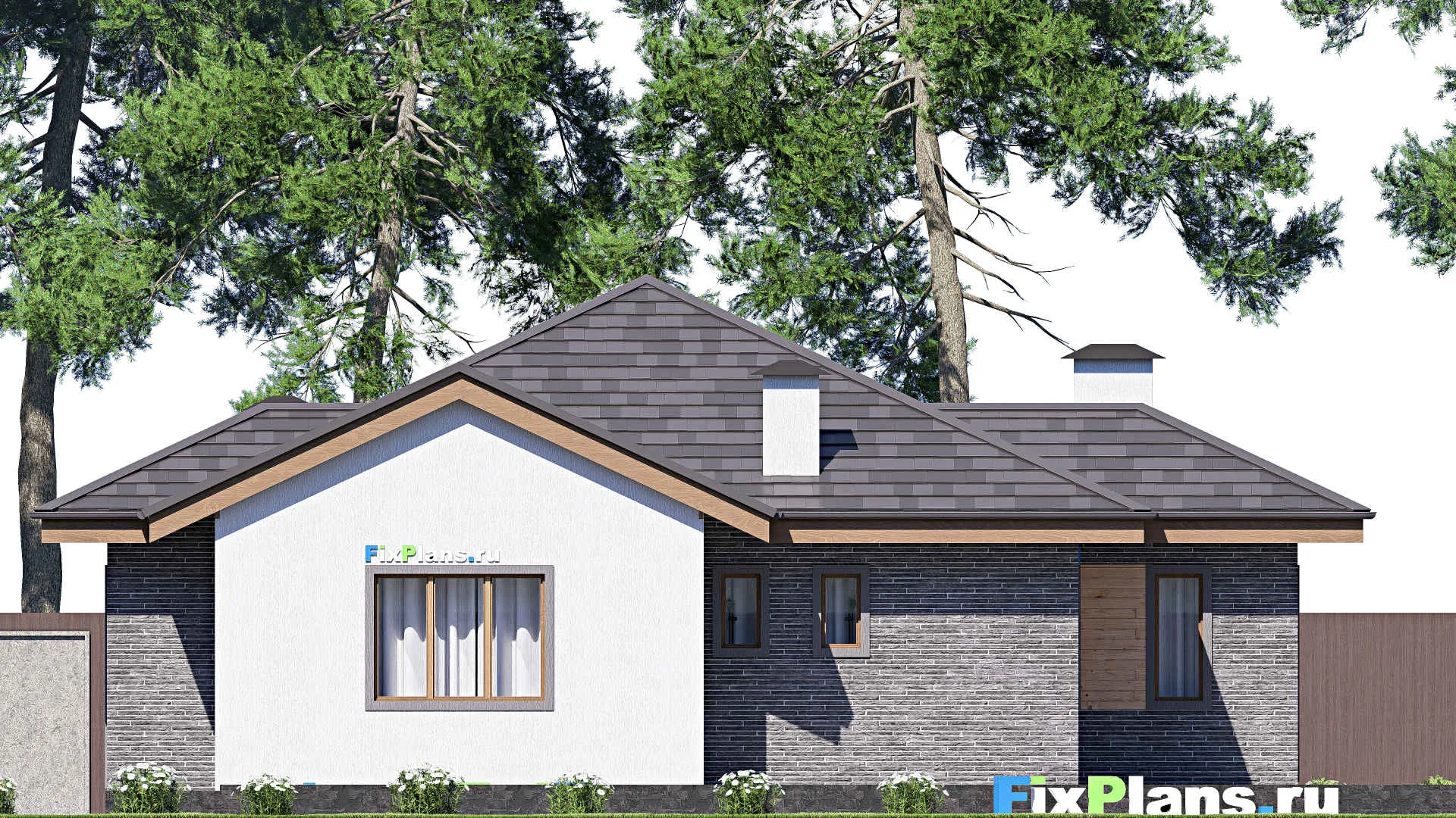 F-20060 - Проект одноэтажного дома 16 на 19, площадью 220 м² с террасой и 3 спальнями