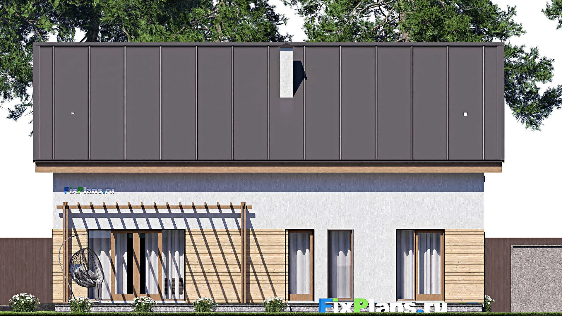 F-18557 - Проект дома с мансардой 15 на 16, площадью 240 м² с террасой и 5 спальнями