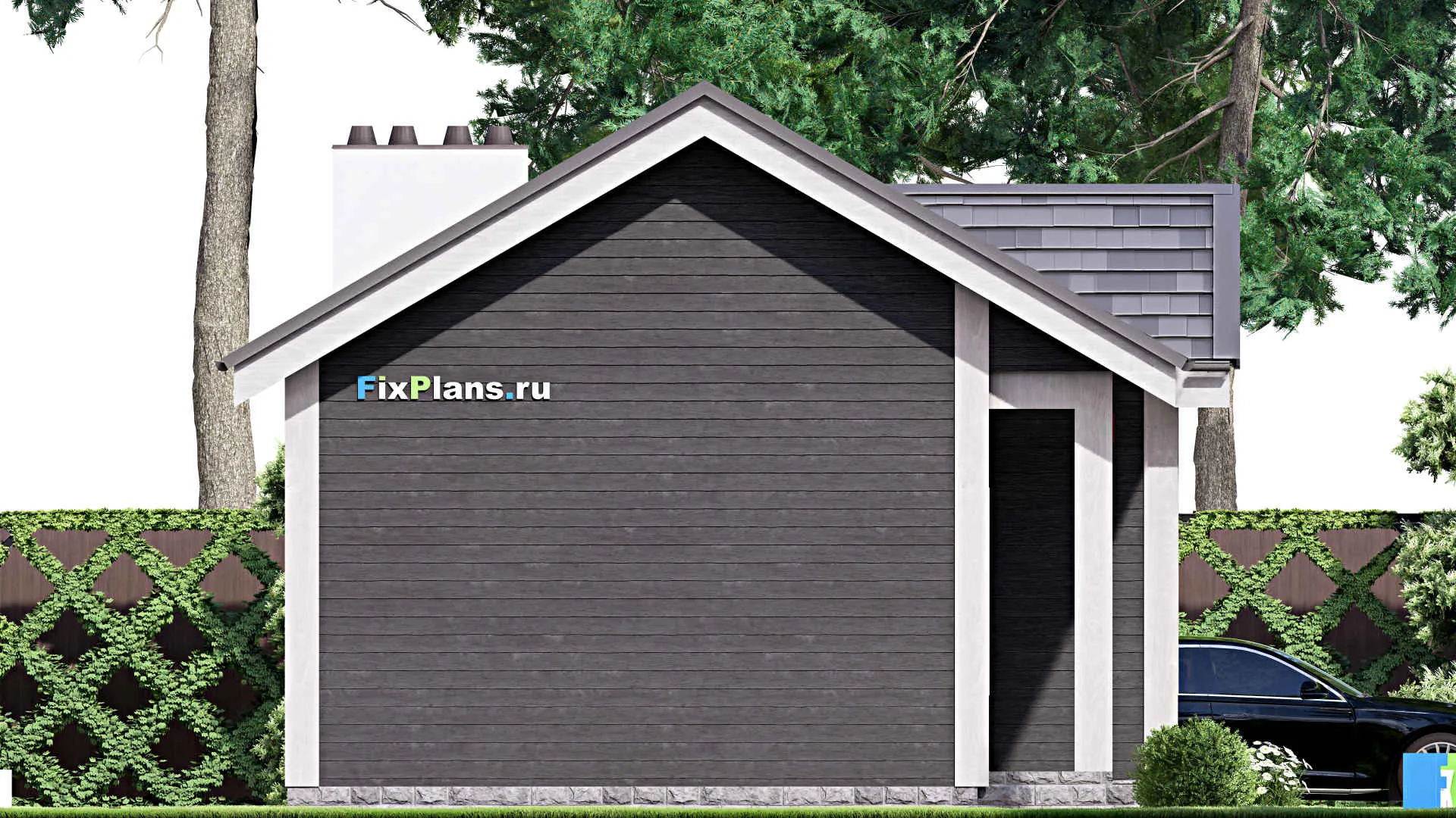 F-15578 - Проект бани 7 на 8, площадью 40 м² с комнатой отдыха и санузлом