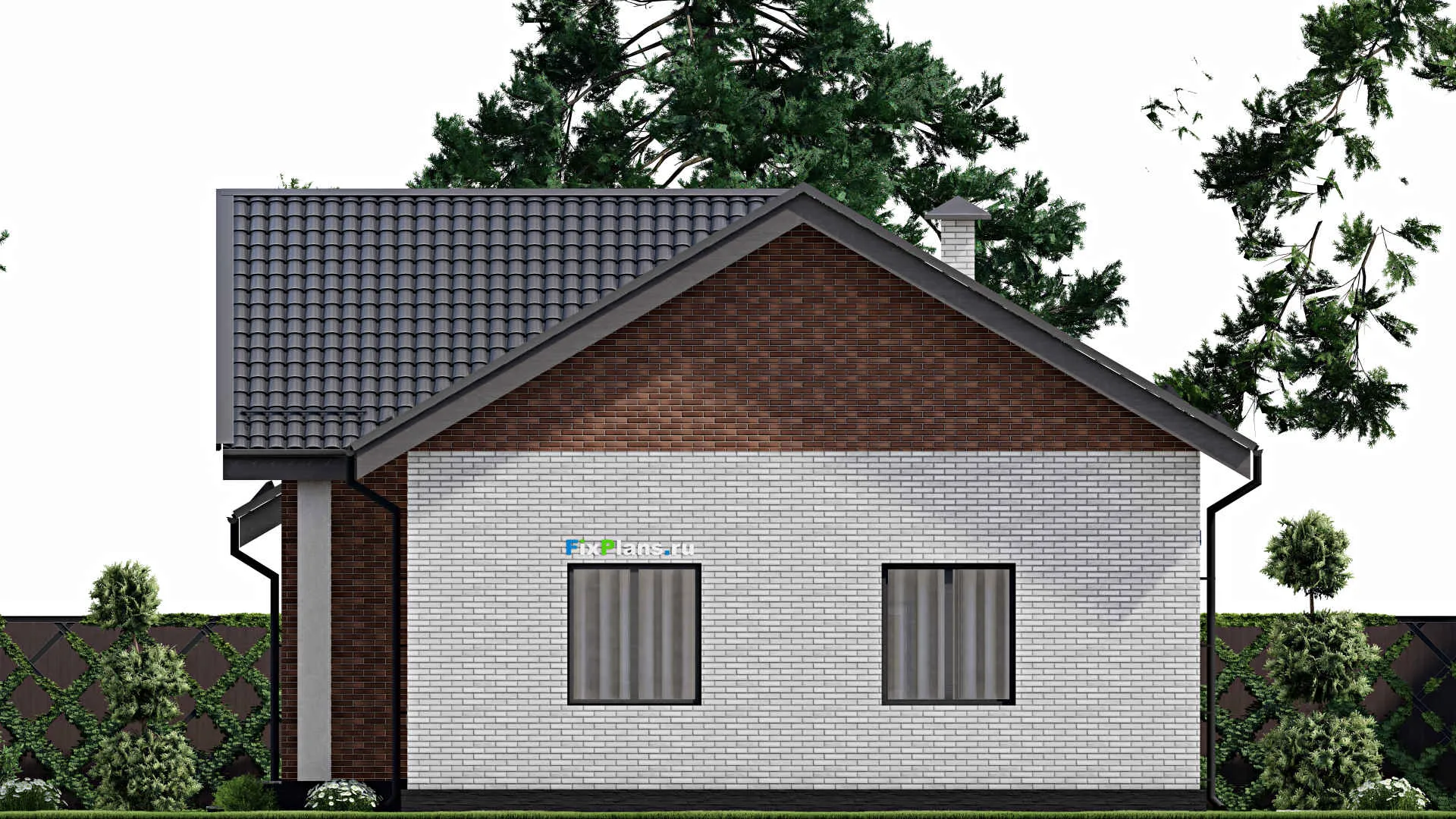 F-3140 - Проект одноэтажного дома 11 на 16, площадью 130 м² с террасой и 3 спальнями