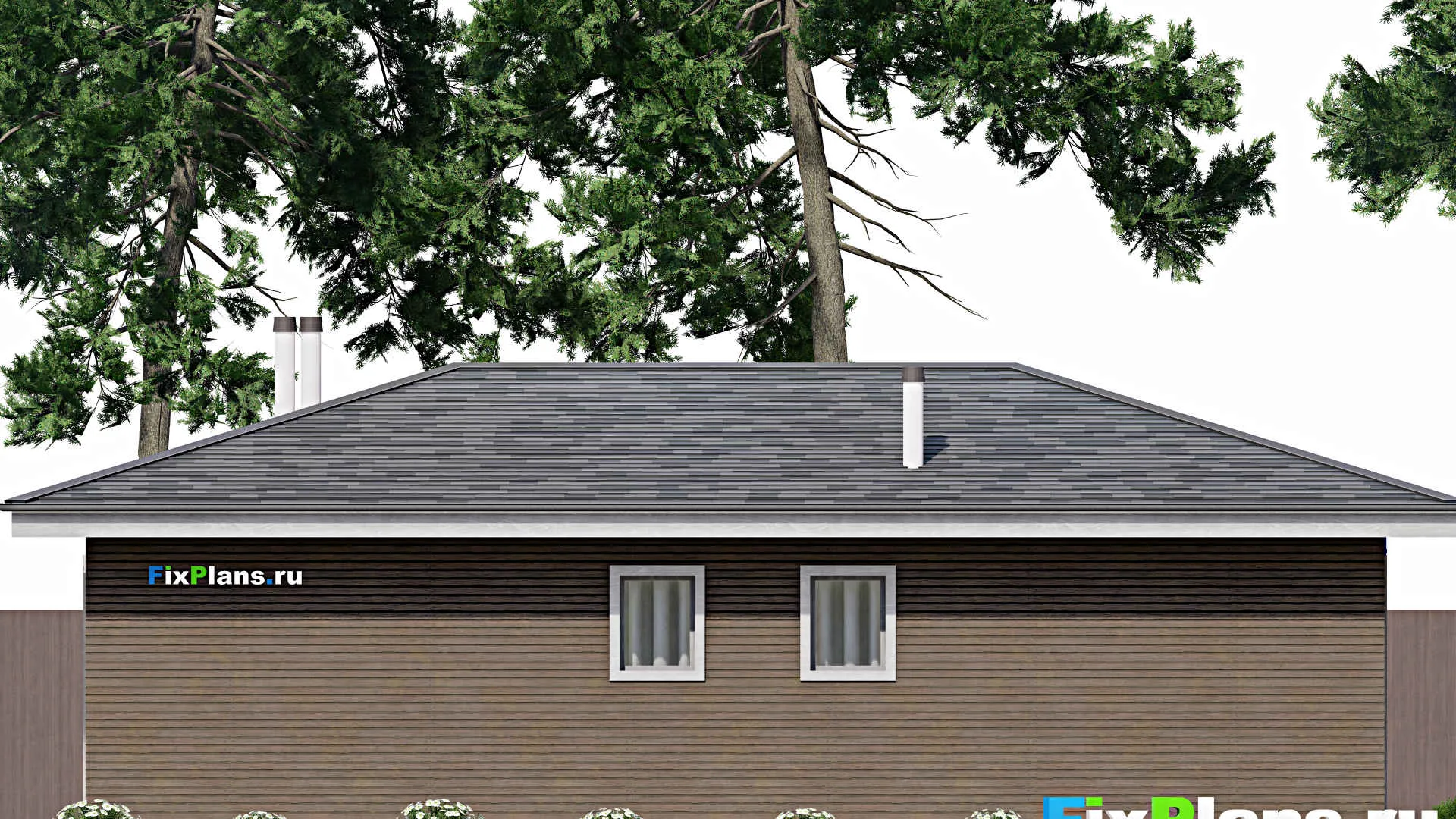 F-12401 - Проект бани 8 на 13, площадью 80 м² с комнатой отдыха, терассой, санузлом и спальней