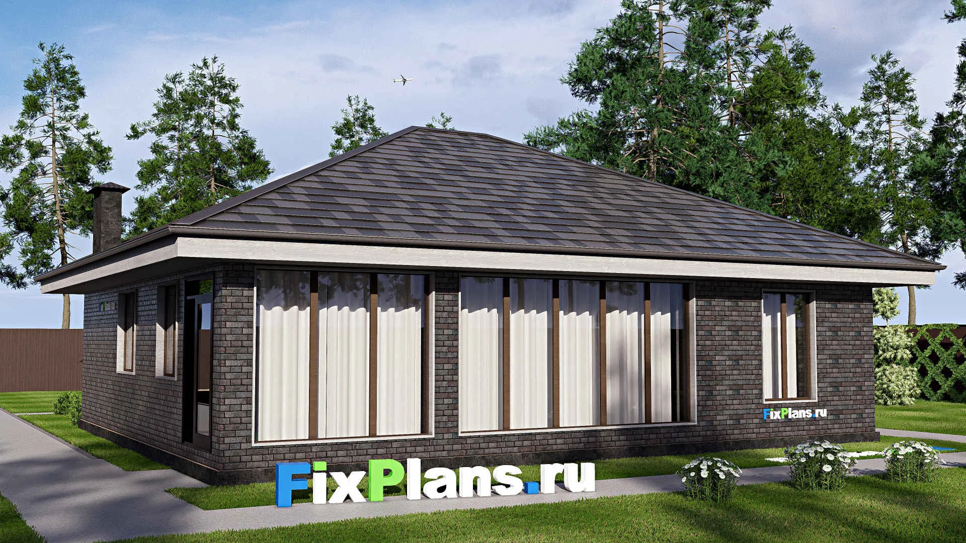 F-18512 - Проект одноэтажного дома 12 на 13, площадью 110 м² с 3 спальнями