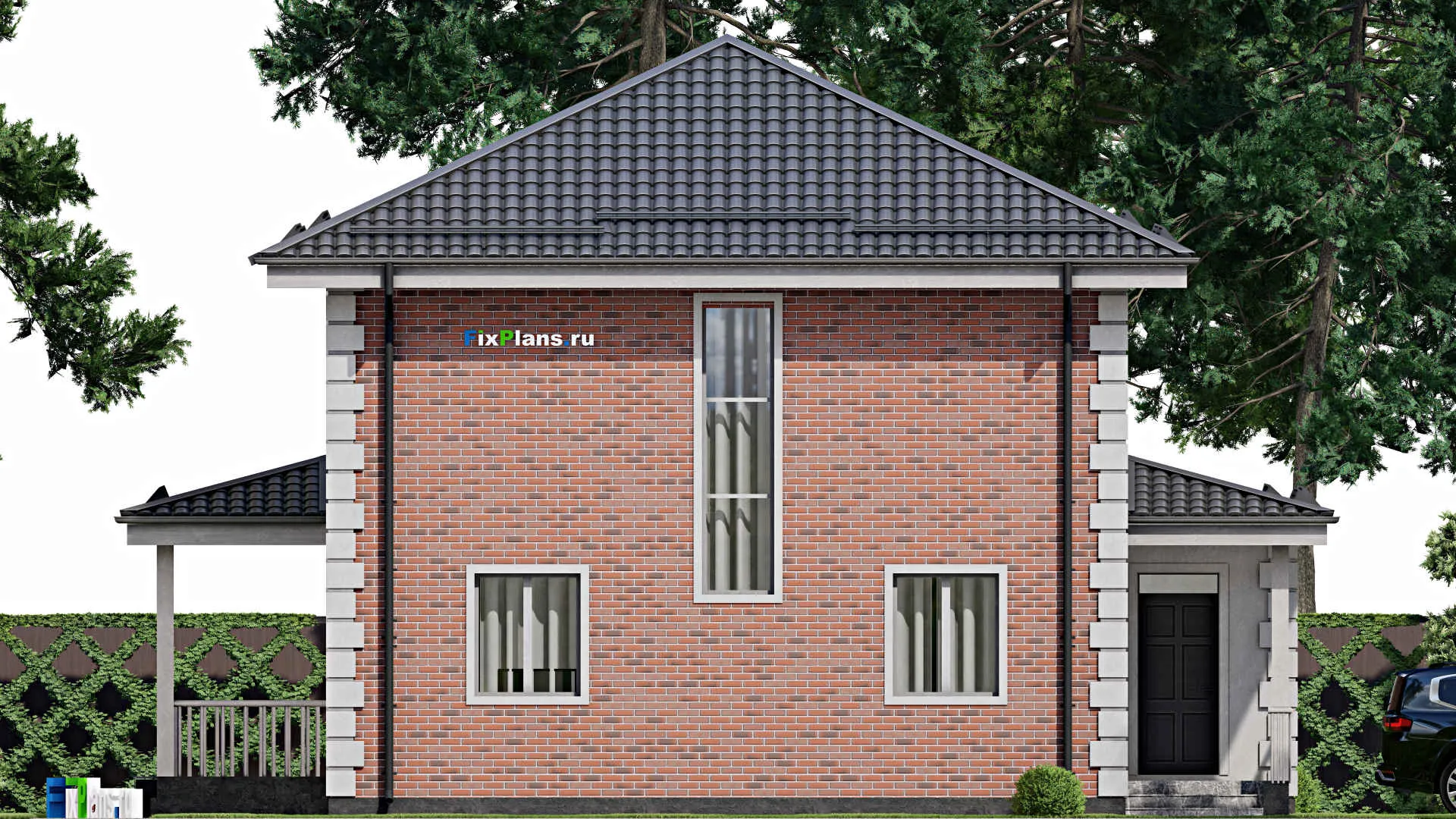 F-9719 - Проект двухэтажного дома 11 на 14, площадью 170 м² с террасой и 5 спальнями