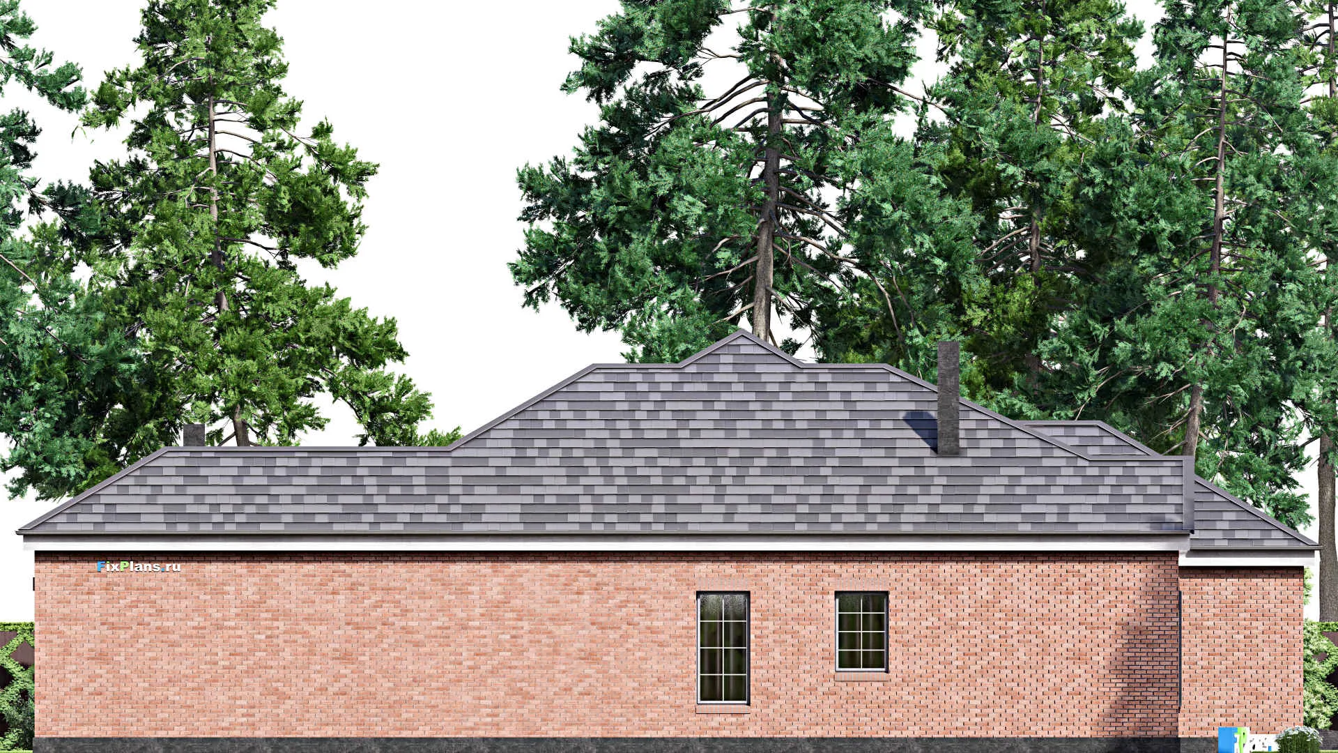 F-16811 - Проект одноэтажного дома 15 на 24, площадью 220 м² с террасой, гаражом на 2 машины и 3 спальнями