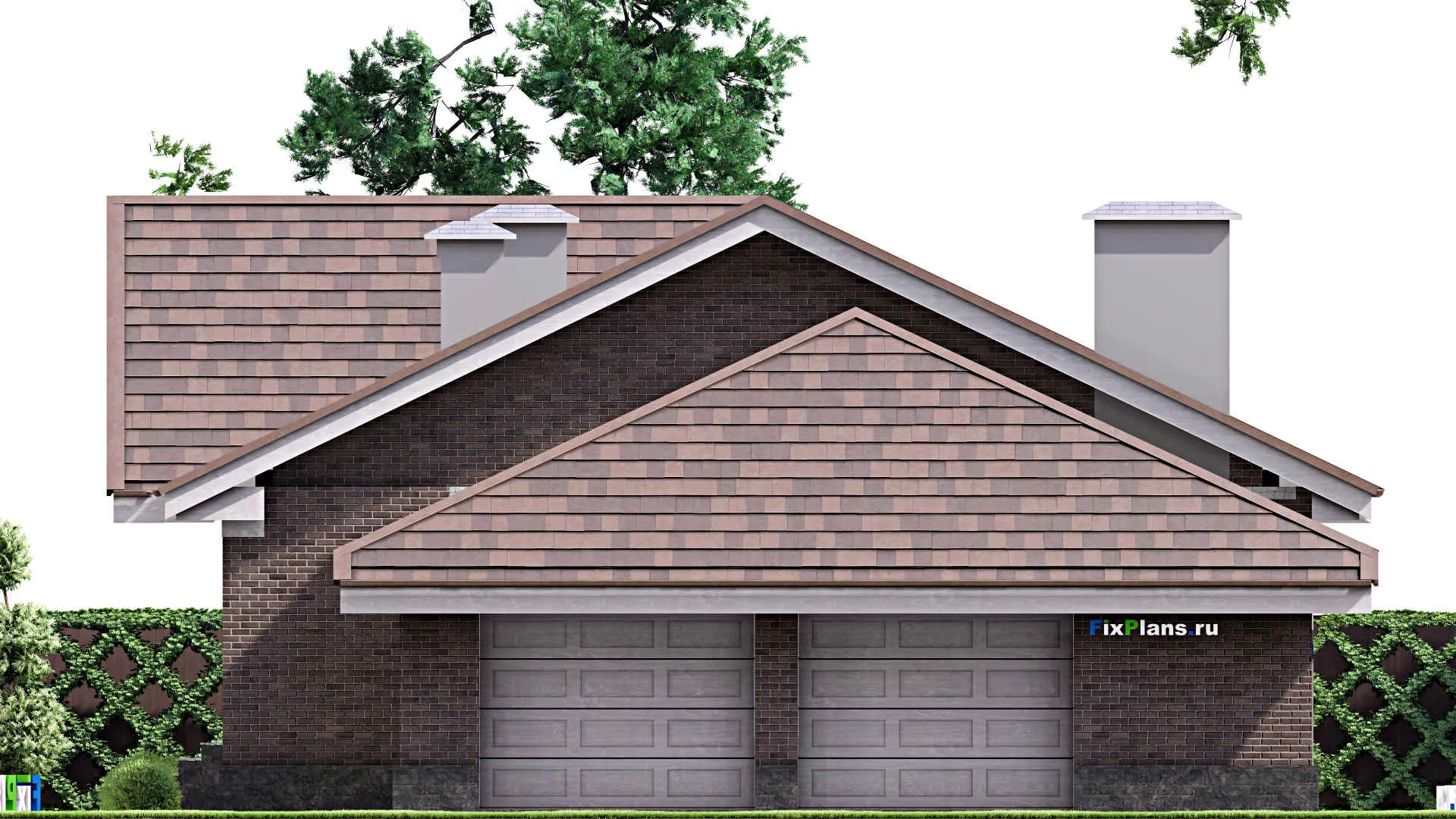 F-14453 - План одноэтажного дома 13 на 31, площадью 480 м² с террасой, цокольным этажом, гаражом на 2 машины и 4 спальнями