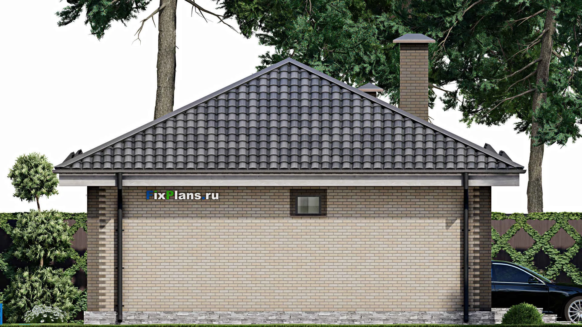 F-10961 - Проект одноэтажного дома 10 на 11, площадью 80 м² с 3 спальнями