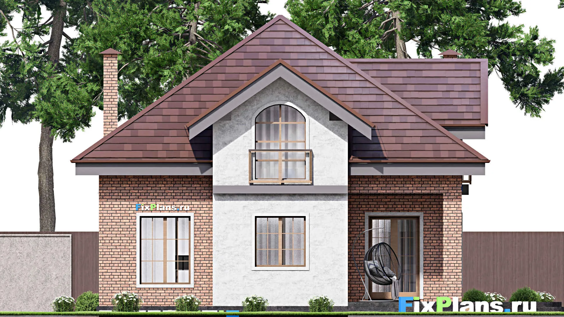 F-13220 - Проект дома с мансардой 11 на 13, площадью 200 м² с террасой и 3 спальнями