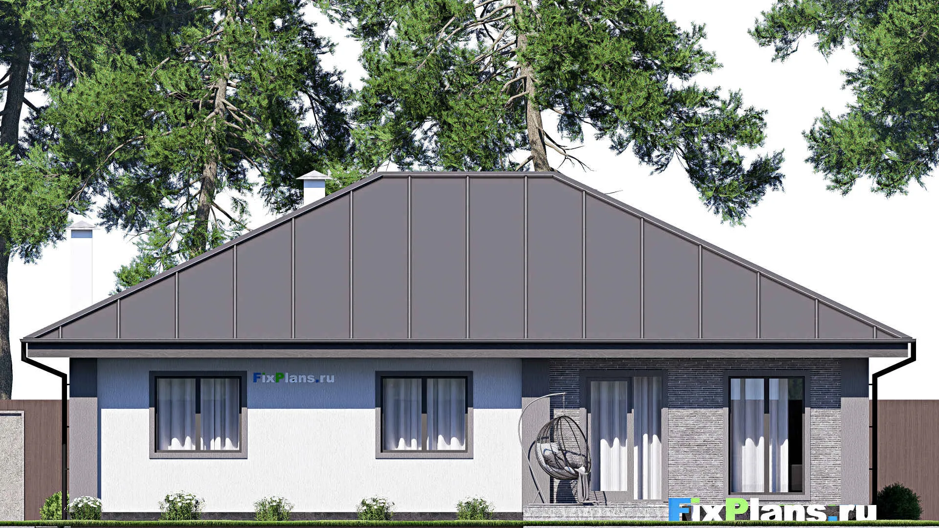 F-17918 - План одноэтажного дома 15 на 16, площадью 170 м² с террасой и 3 спальнями