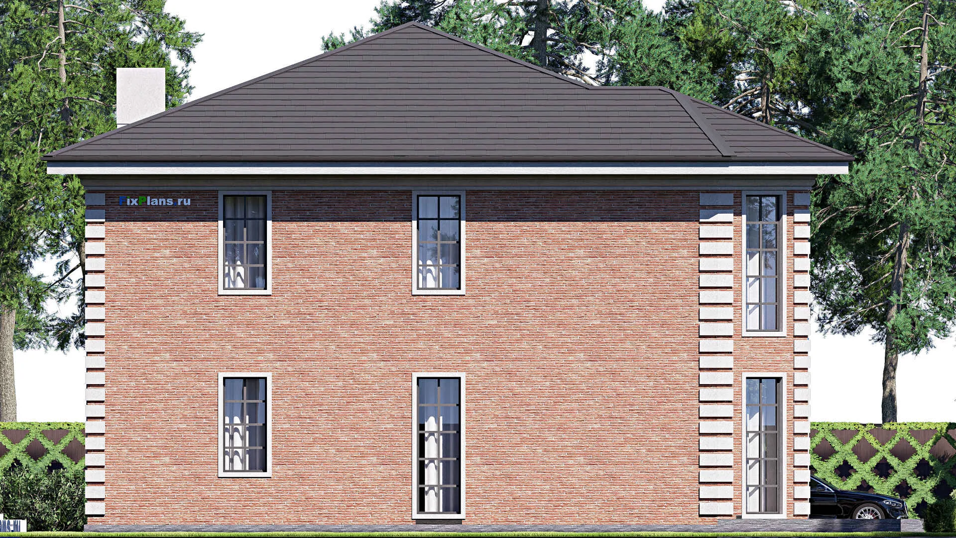 F-19331 - Проект двухэтажного дома 16 на 18, площадью 380 м² с террасой, балконом и 4 спальнями