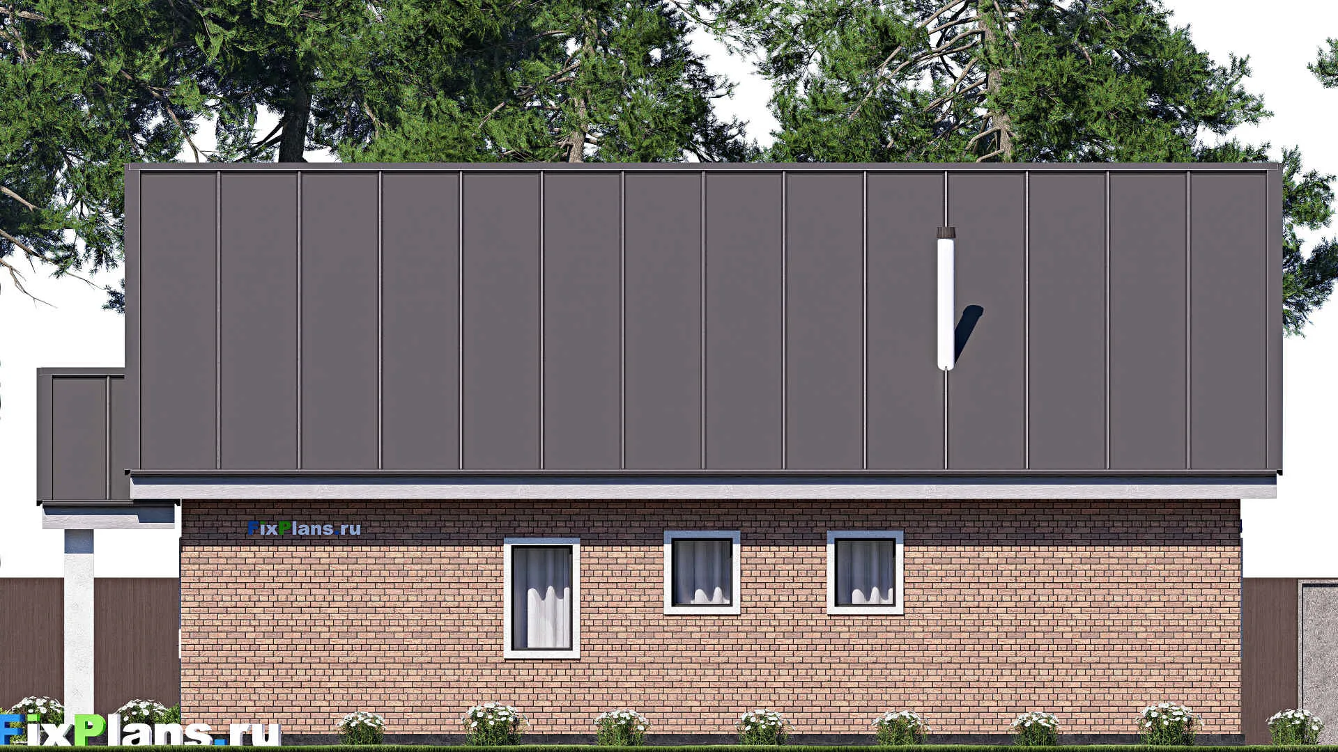 F-18476 - Проект дома с мансардой 13 на 17, площадью 200 м² с террасой и 3 спальнями