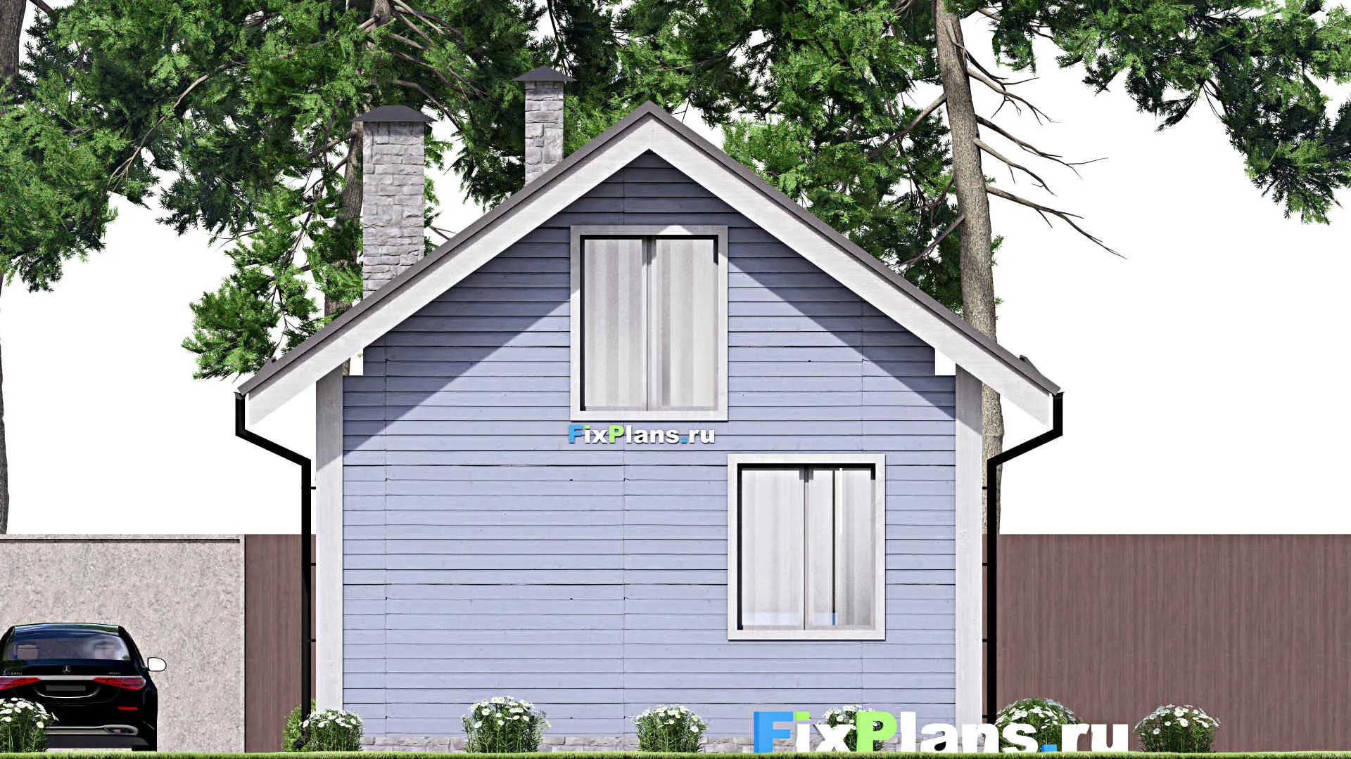 F-15596 - Проект бани 7 на 9, площадью 80 м² с комнатой отдыха, мансардой и санузлом