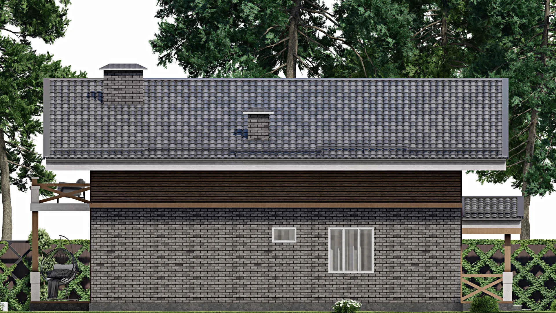 F-9251 - Проект дома с мансардой 11 на 16, площадью 250 м² с террасой, балконом и 4 спальнями